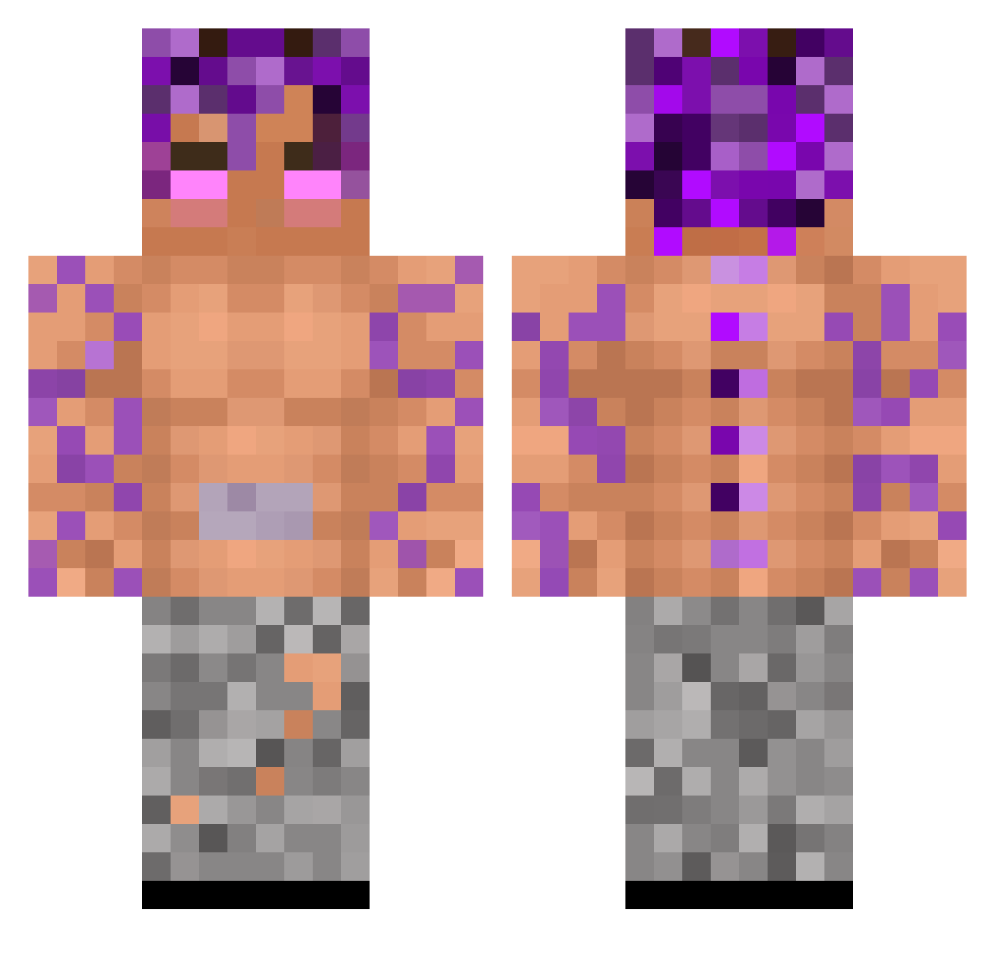 Ziscotynho Minecraft skin, front and back view