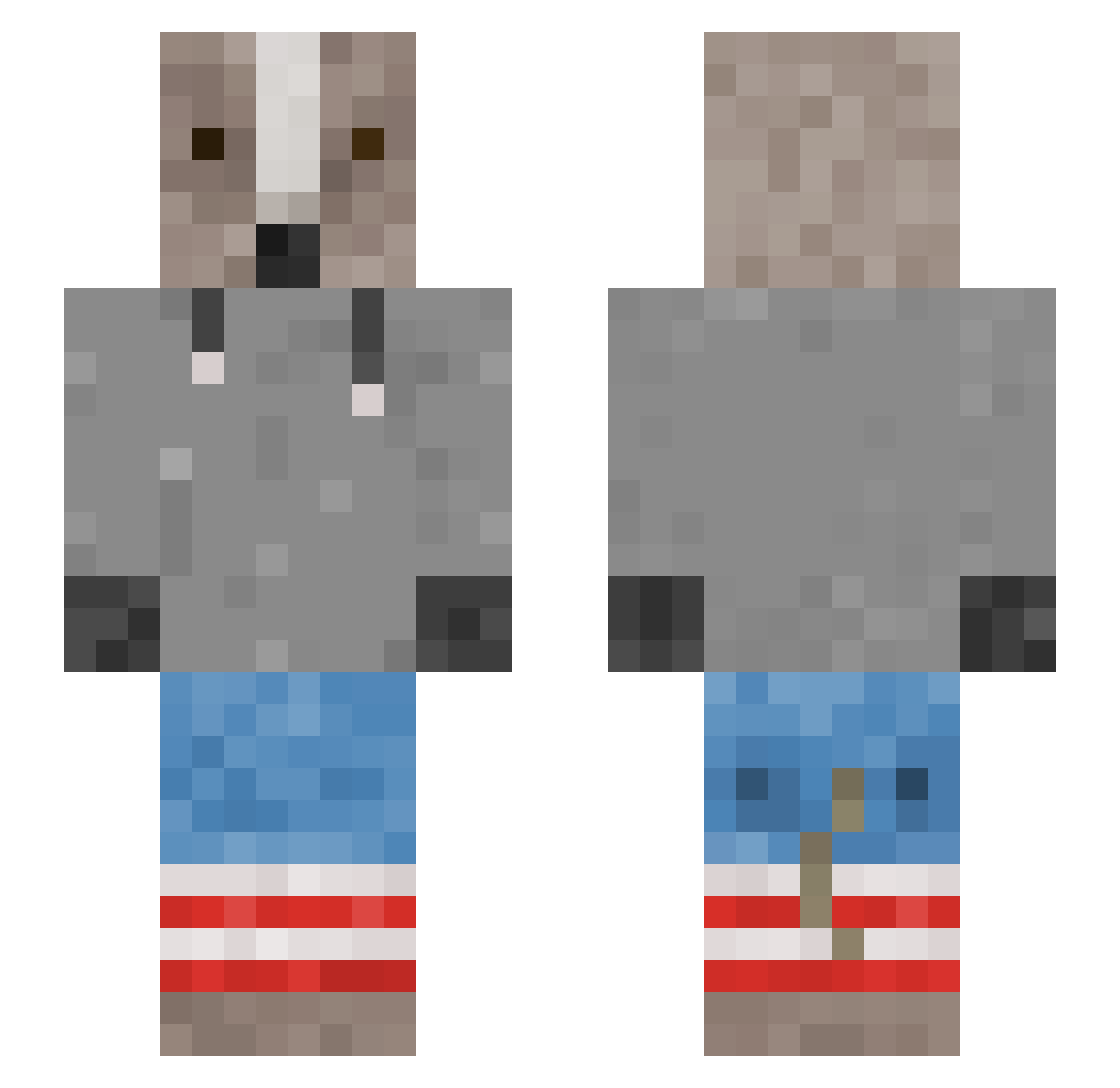 Twiglx Minecraft skin, front and back view