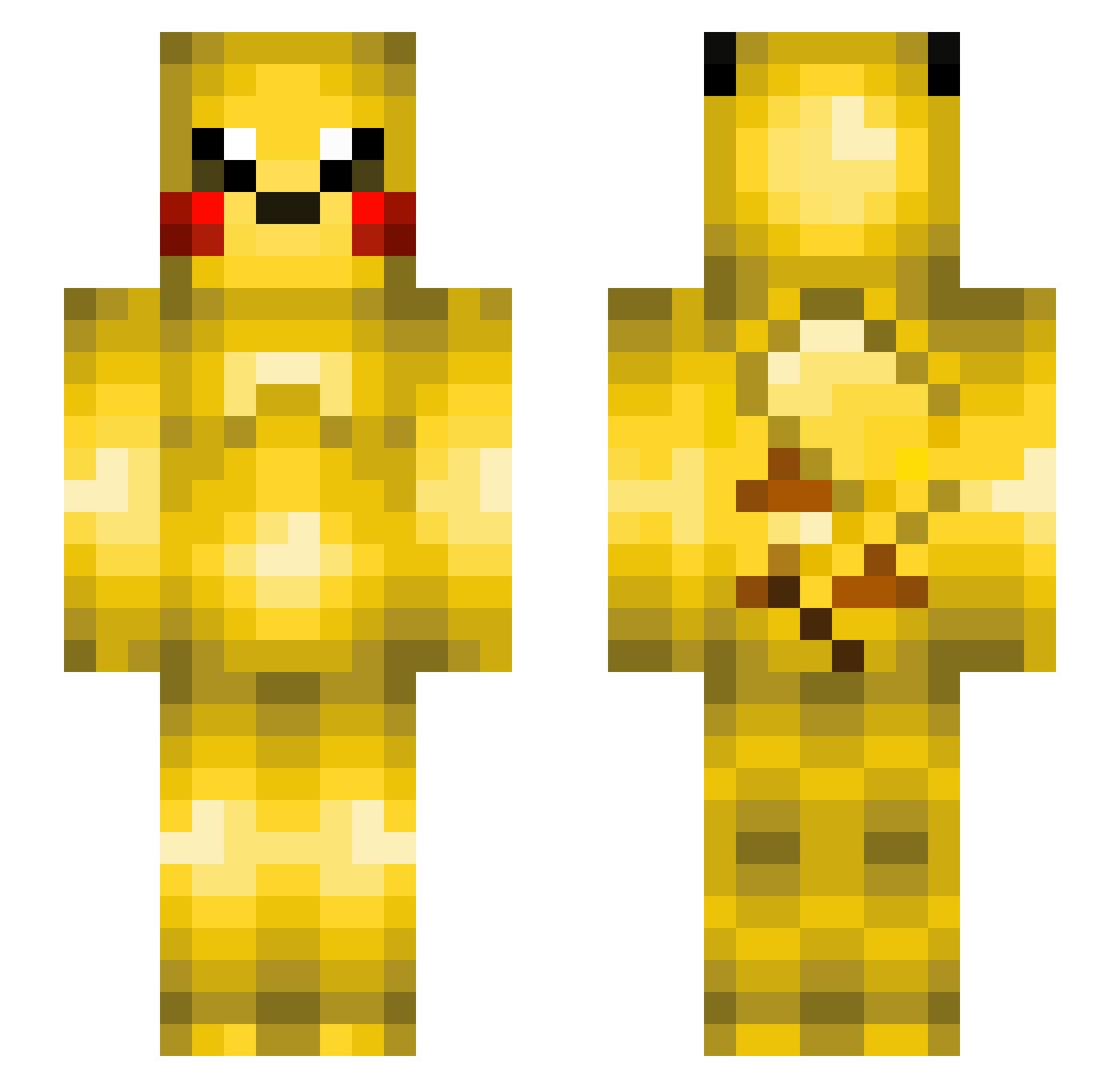 __Pikachu____ Minecraft skin, front and back view