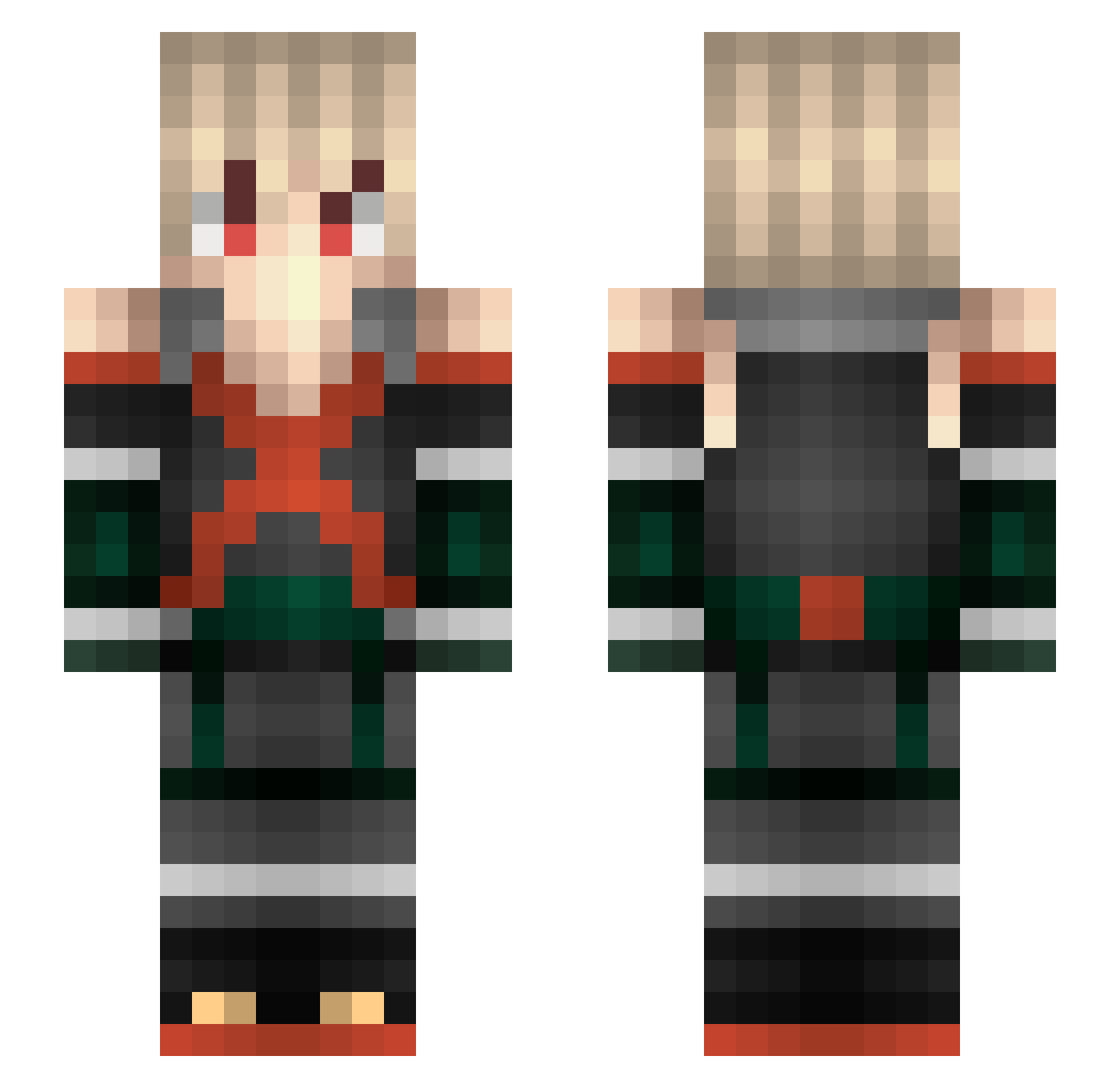 Bakuwugo Minecraft skin, front and back view