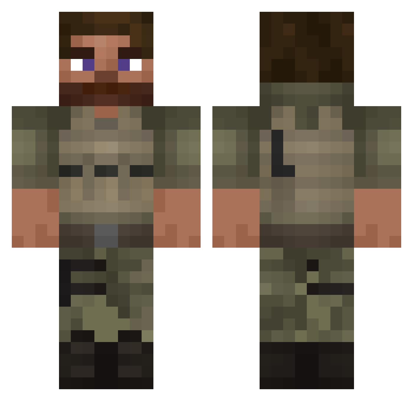 Fine57 Minecraft skin, front and back view