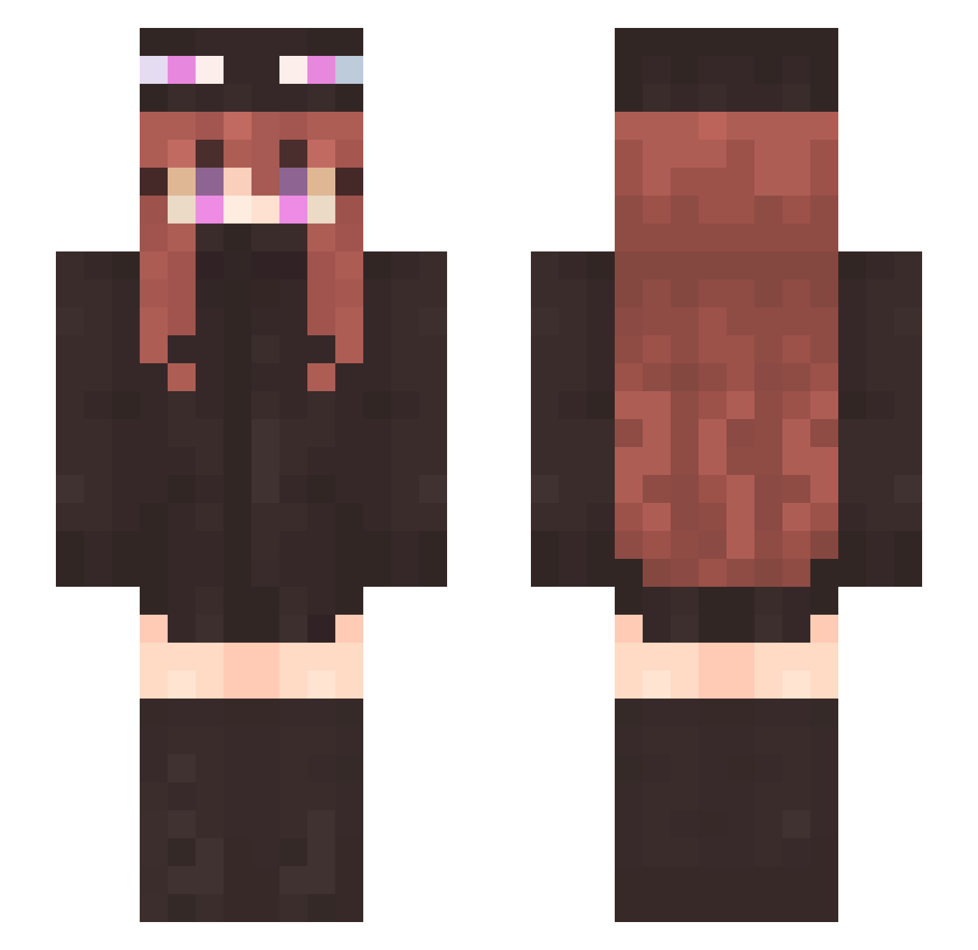 ashlynBoop Minecraft skin, front and back view