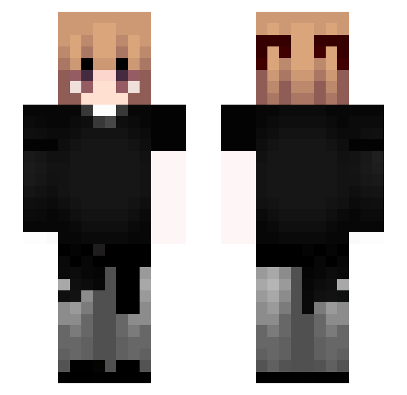 pcut Minecraft skin, front and back view