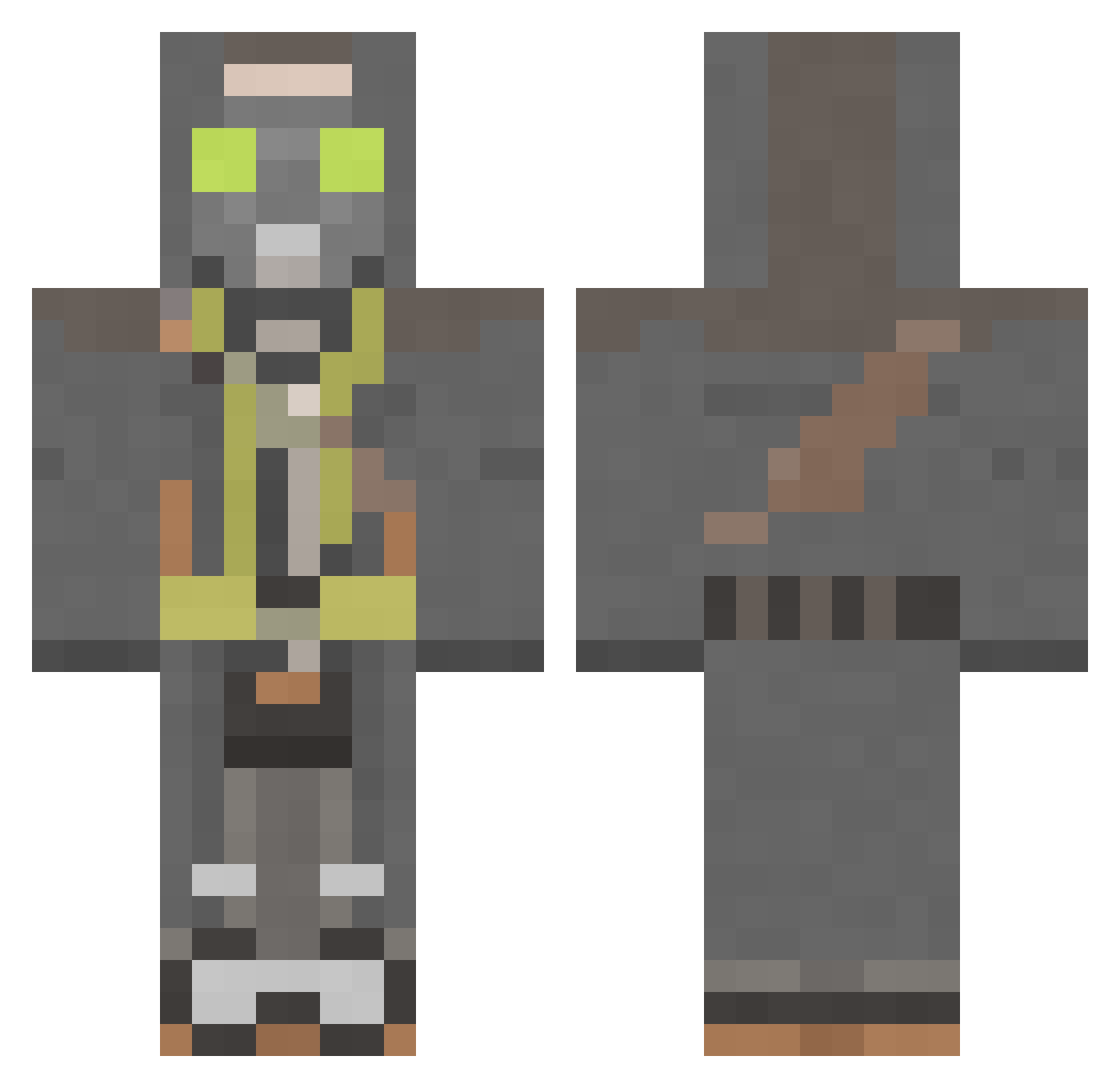 pokemonpluspokem Minecraft skin, front and back view