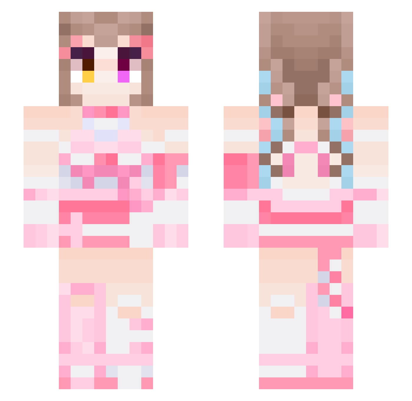 Sukineko02 Minecraft skin, front and back view