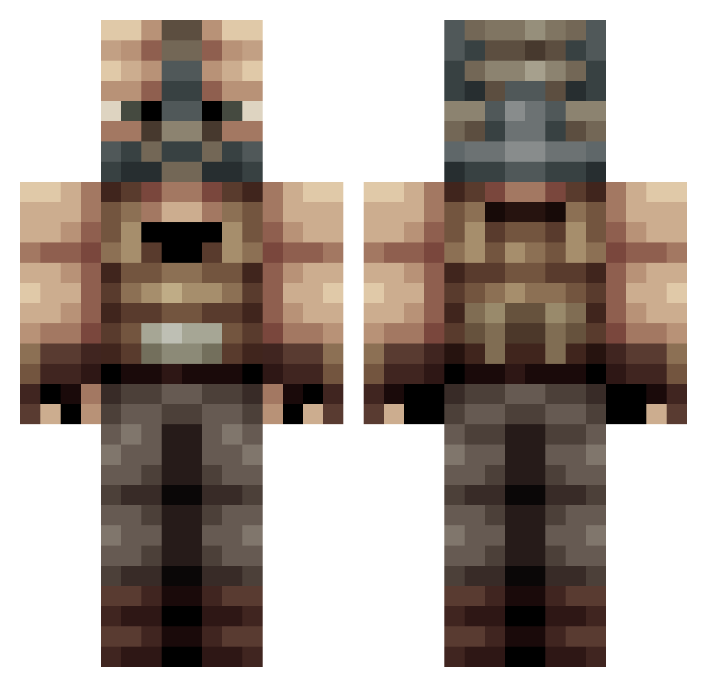 WriggleD Minecraft skin, front and back view