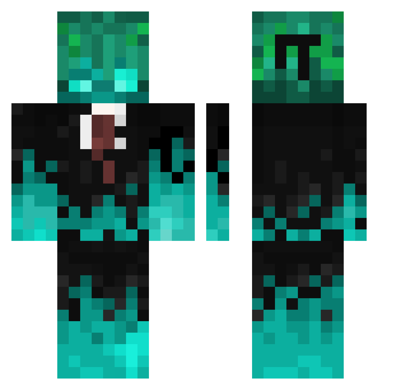 Wonderfulwave Minecraft skin, front and back view