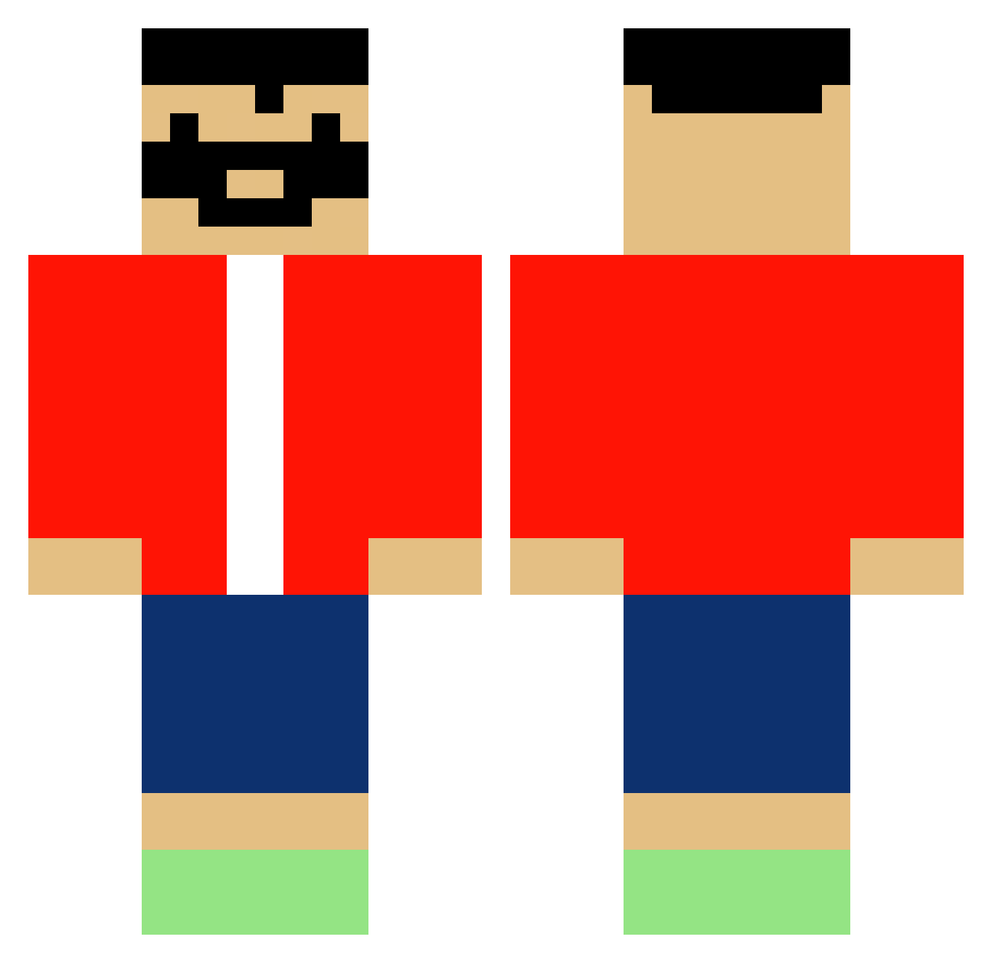 Tofluuu Minecraft skin, front and back view