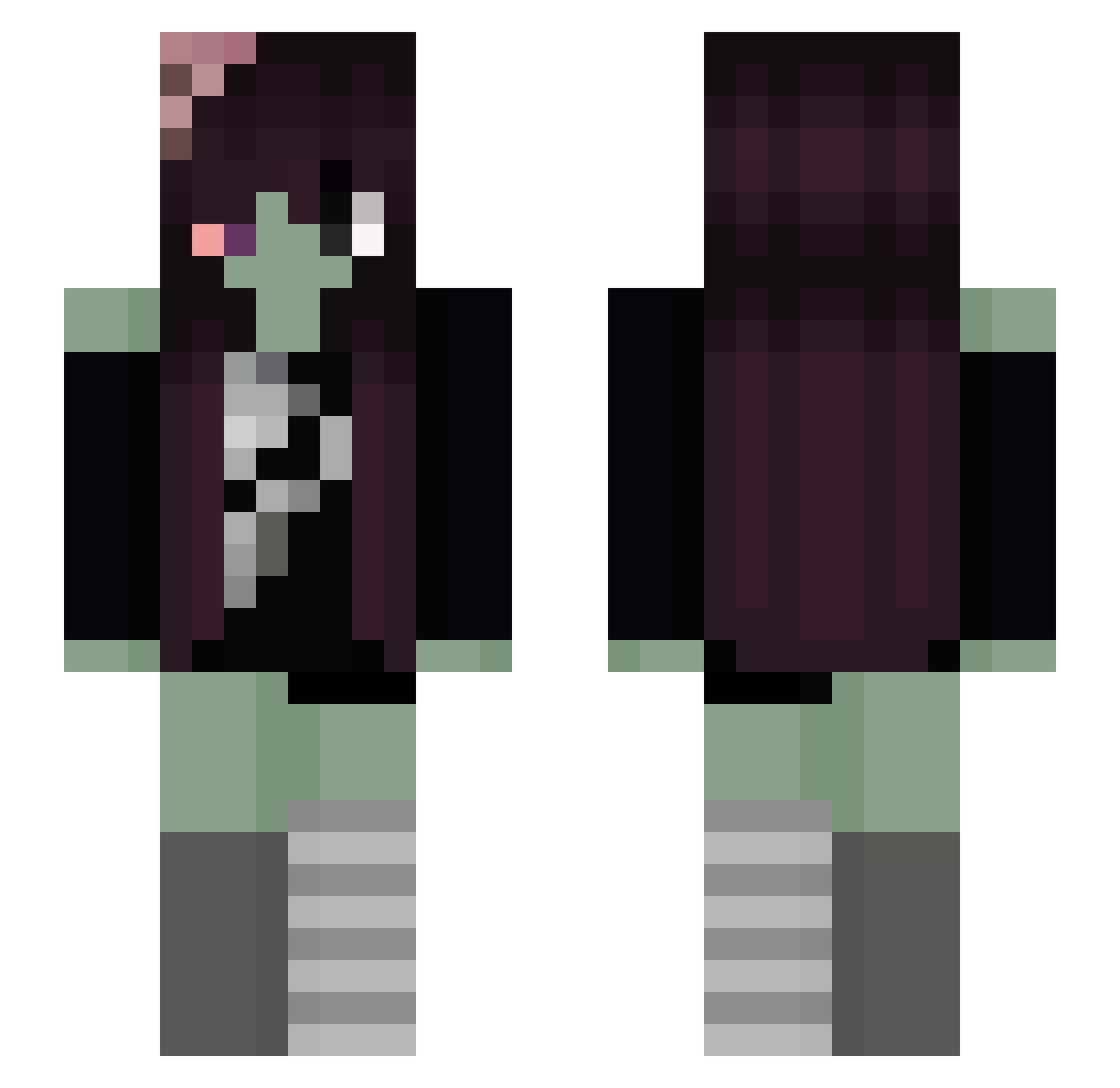 femboylarpgod186 Minecraft skin, front and back view