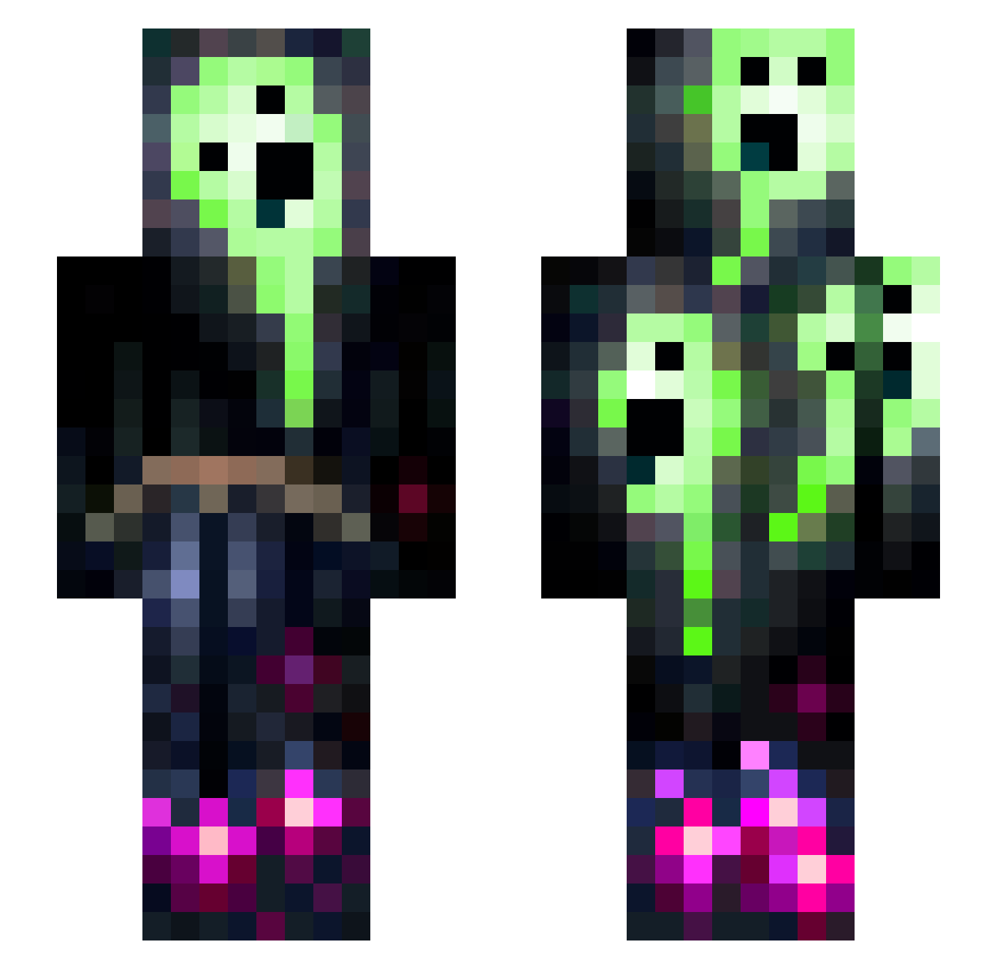 Sophusticated Minecraft skin, front and back view