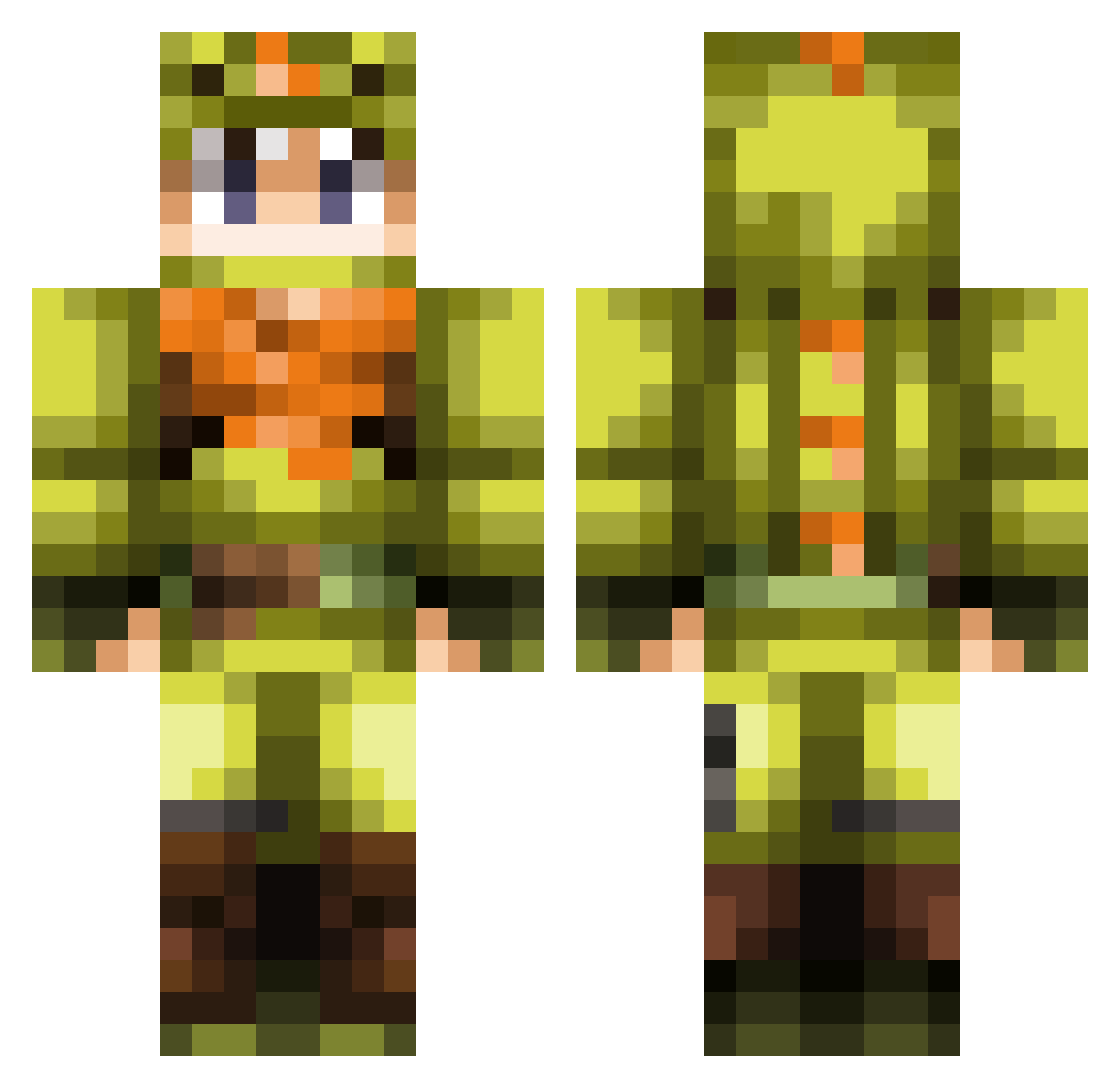 DJxSJ Minecraft skin, front and back view