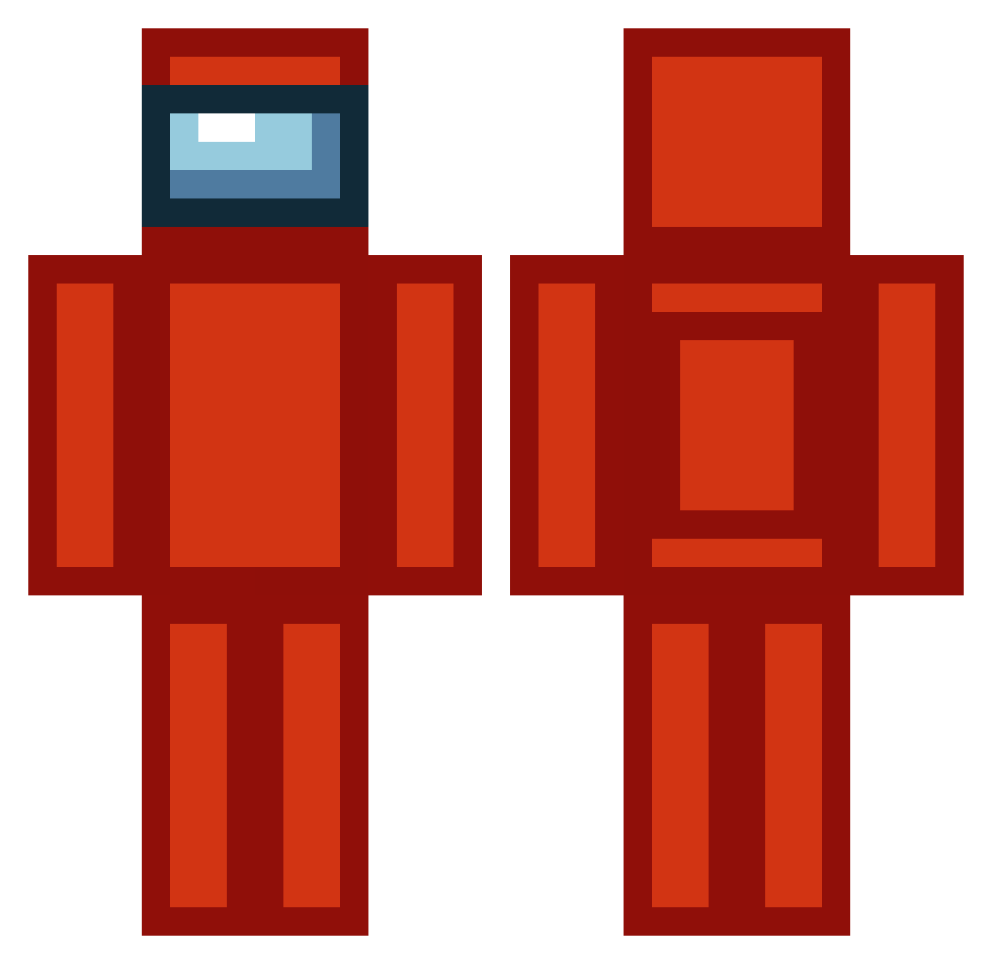 Comandra Minecraft skin, front and back view