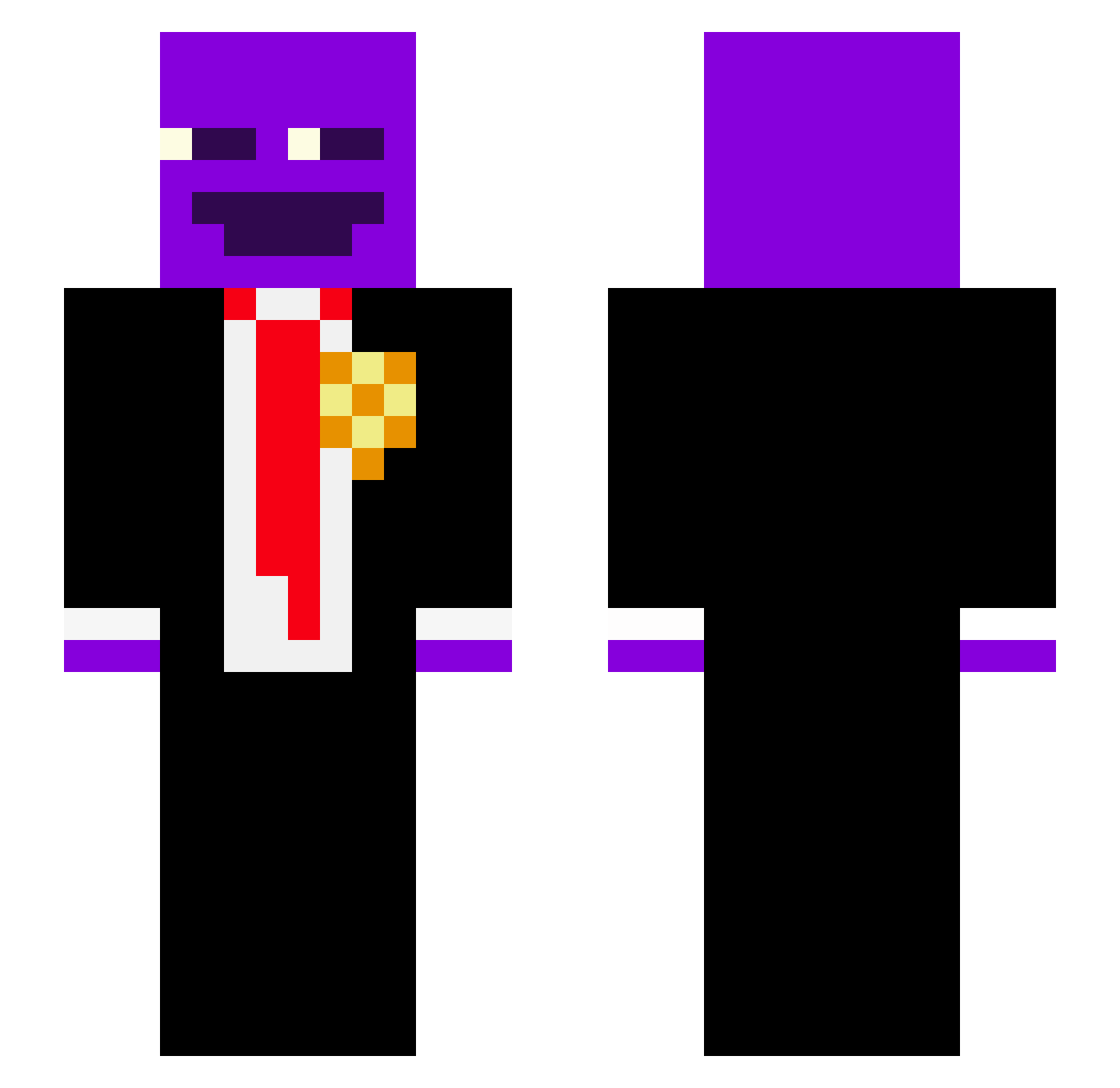 VTHYGGV Minecraft skin, front and back view