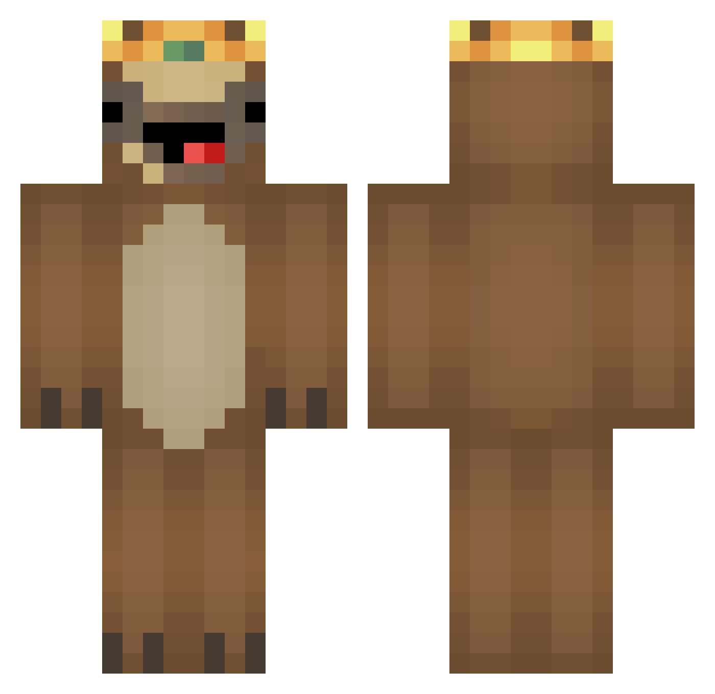 KingSloth11x Minecraft skin, front and back view