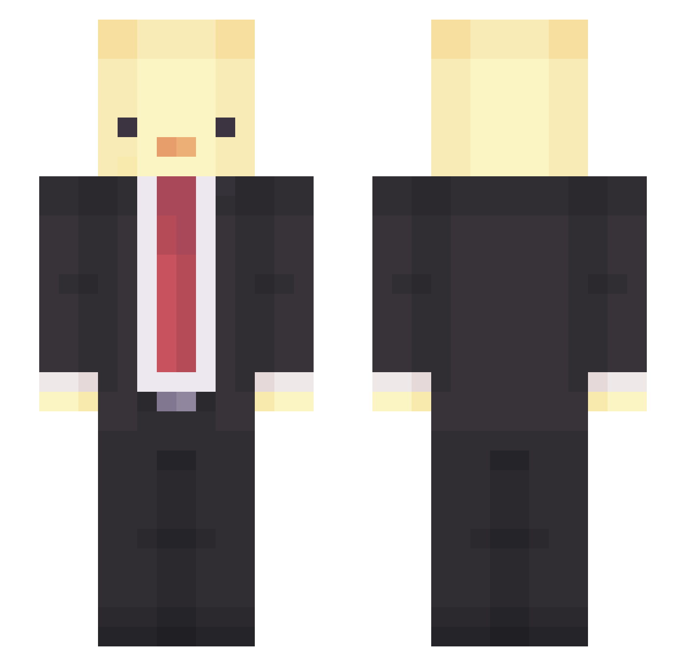 scythro Minecraft skin, front and back view