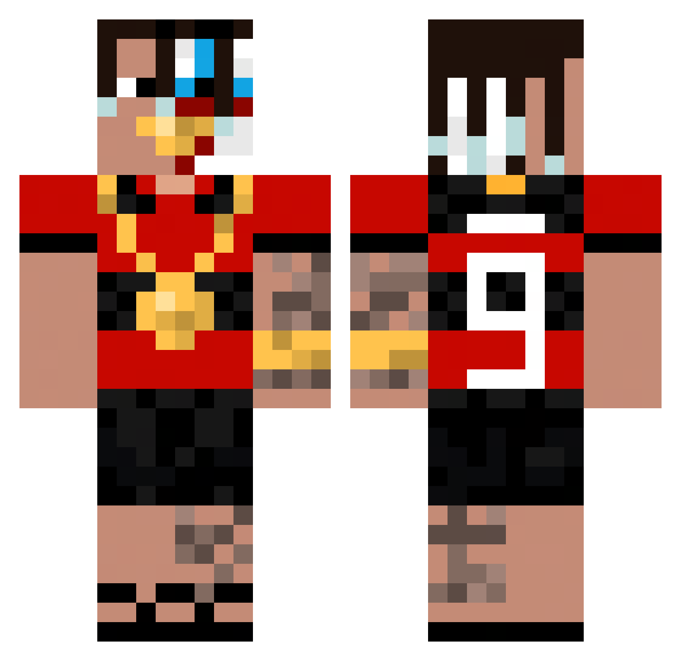 pv_tebas Minecraft skin, front and back view