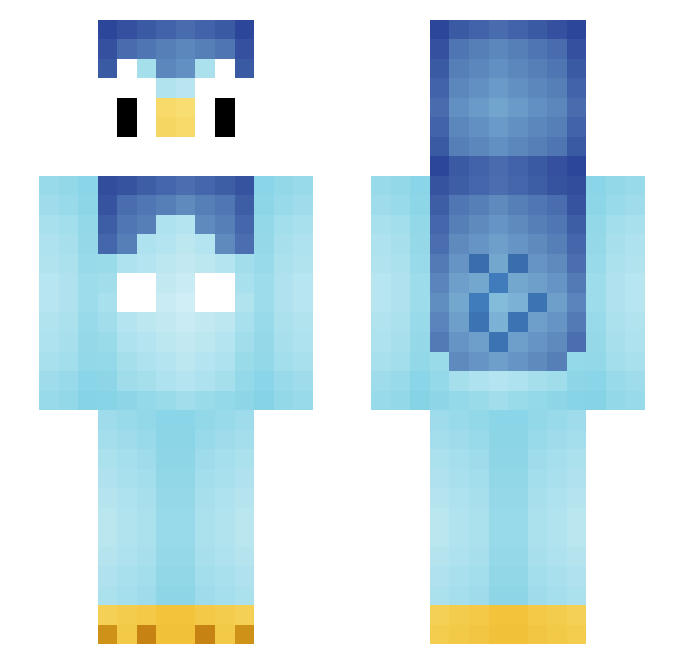 ExternalRabbit Minecraft skin, front and back view