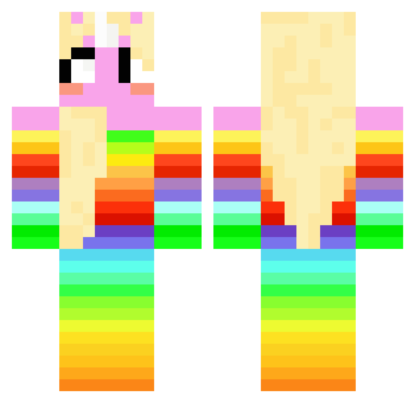 Nikygv Minecraft skin, front and back view