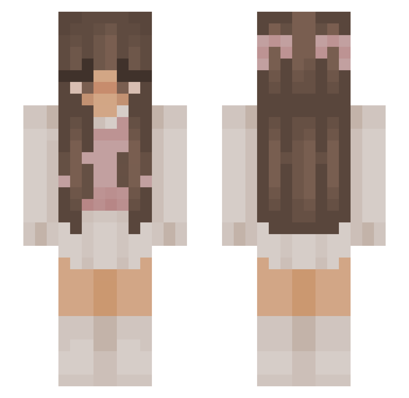 Qroi Minecraft skin, front and back view