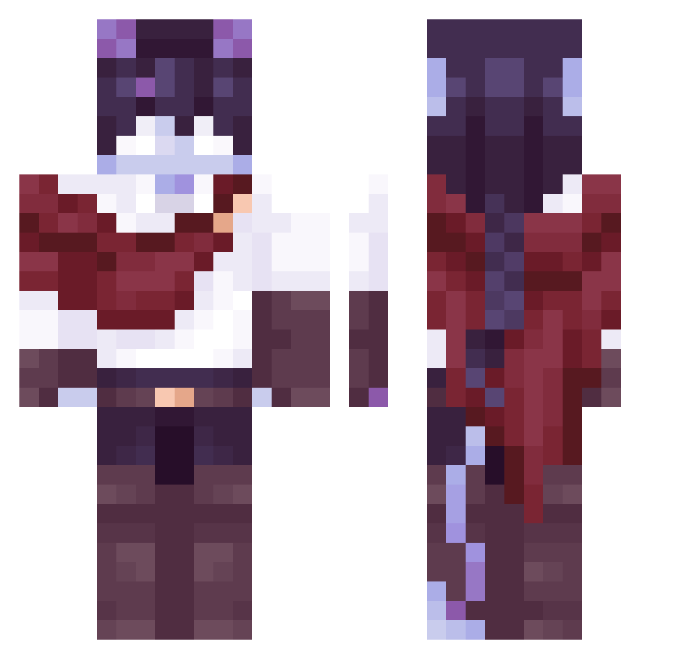 Heister Minecraft skin, front and back view