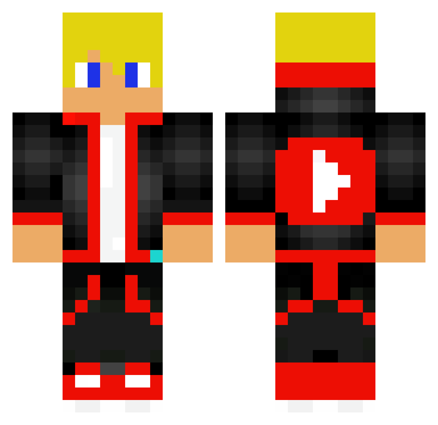 Trommel Minecraft skin, front and back view