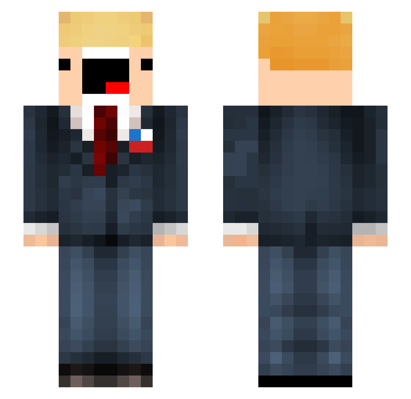 Tophski Minecraft skin, front and back view