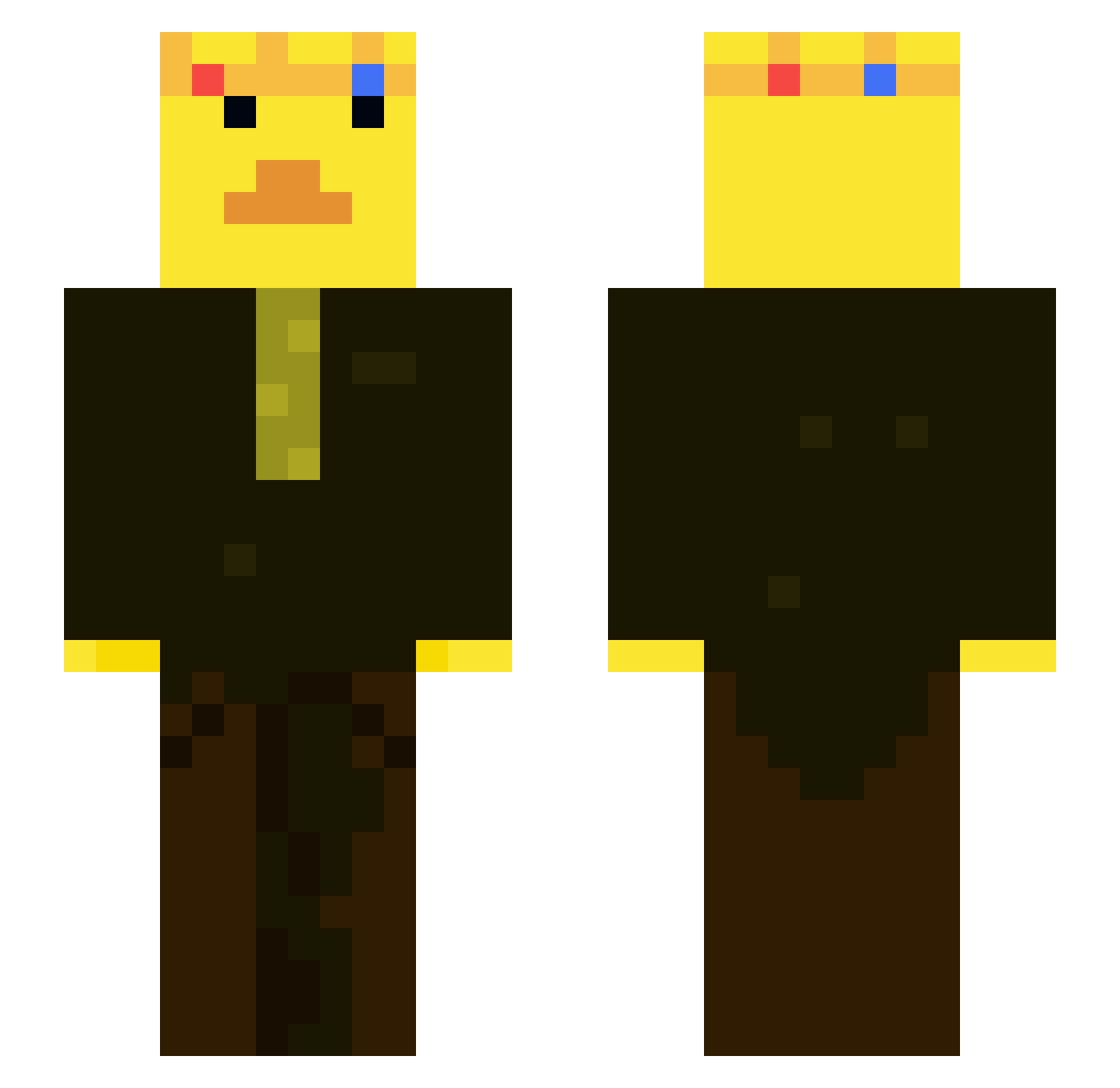 turdlog Minecraft skin, front and back view