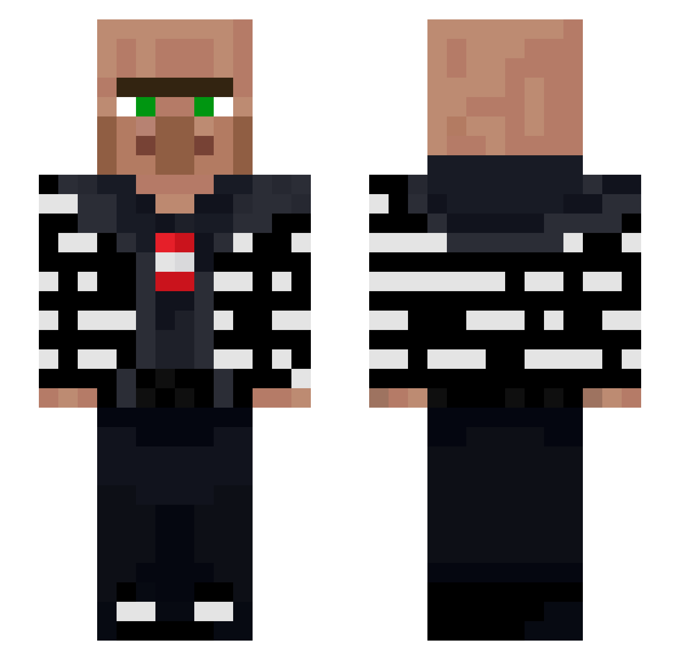 Quizar Minecraft skin, front and back view