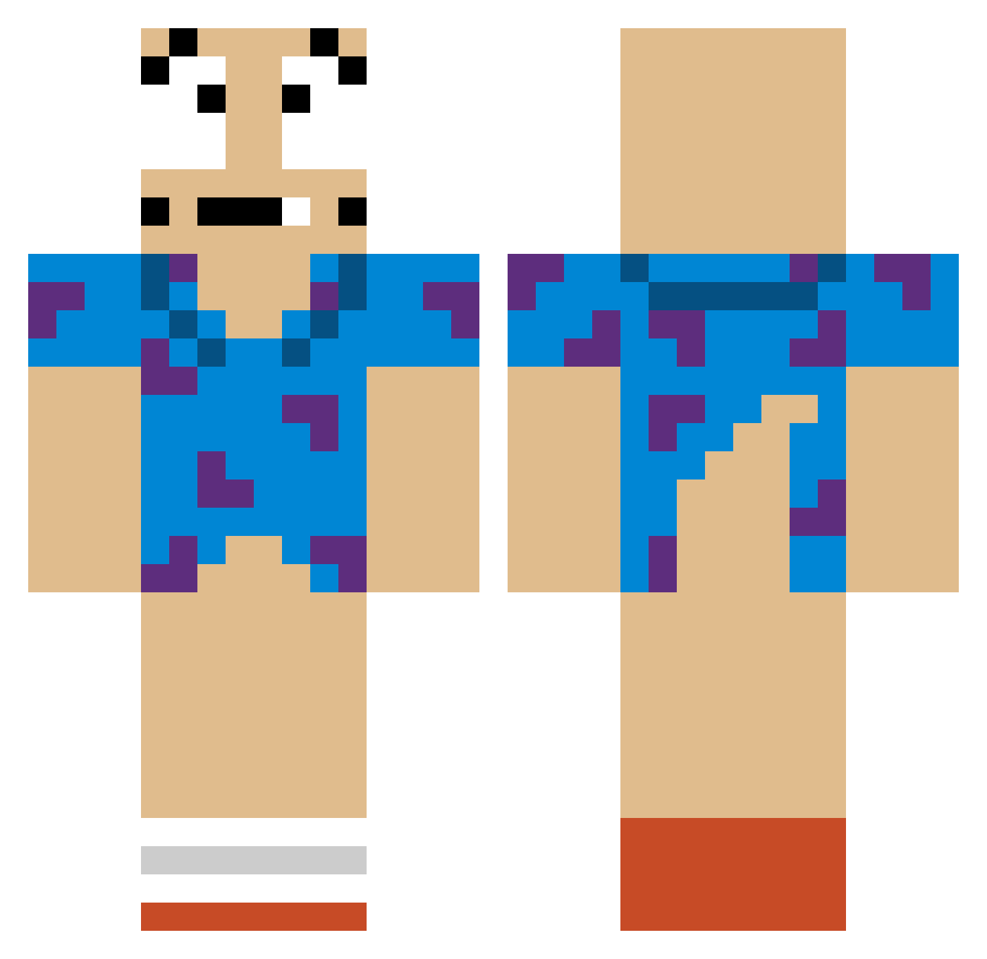 roccodog Minecraft skin, front and back view