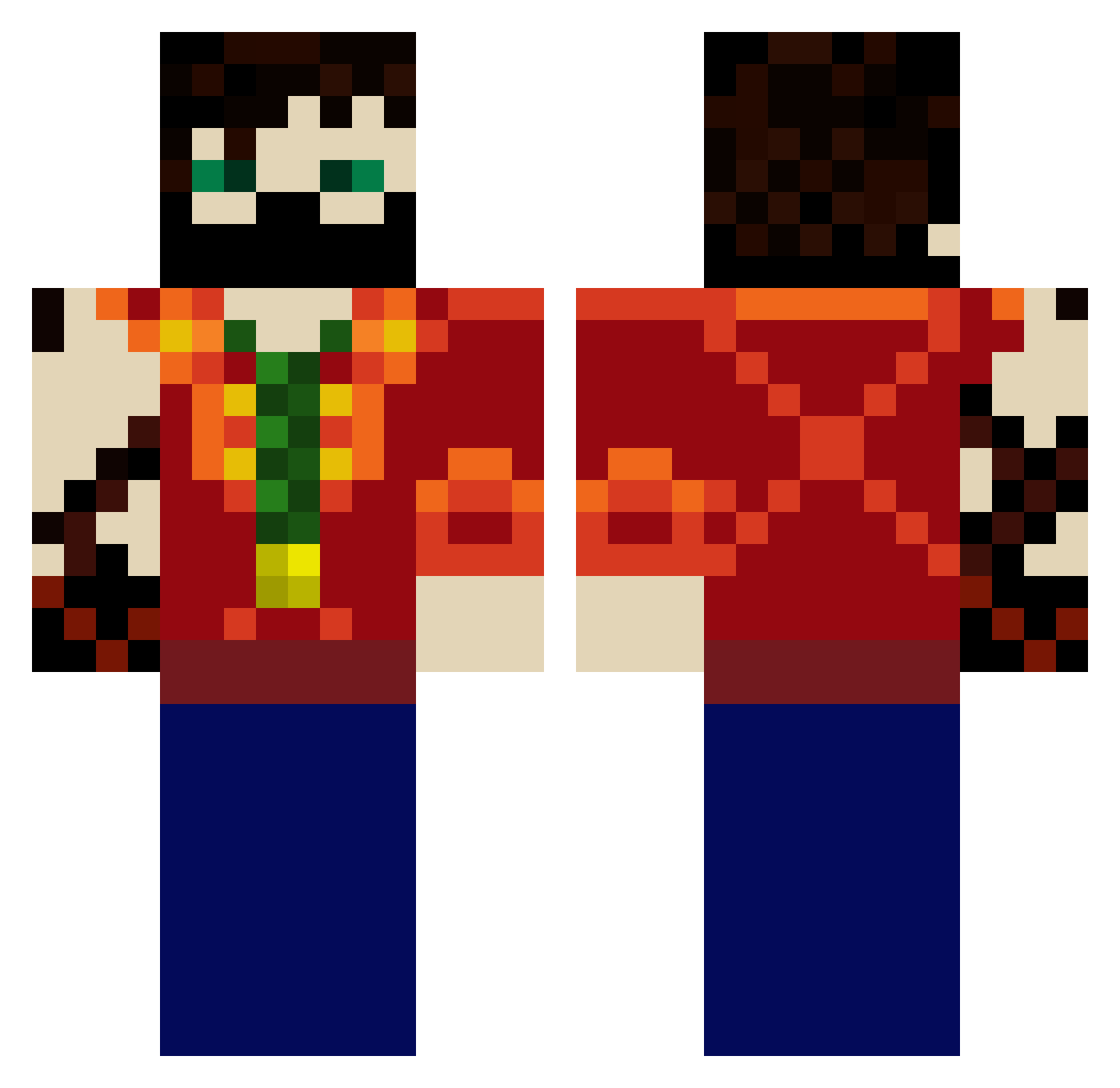 NeoZavierZag Minecraft skin, front and back view