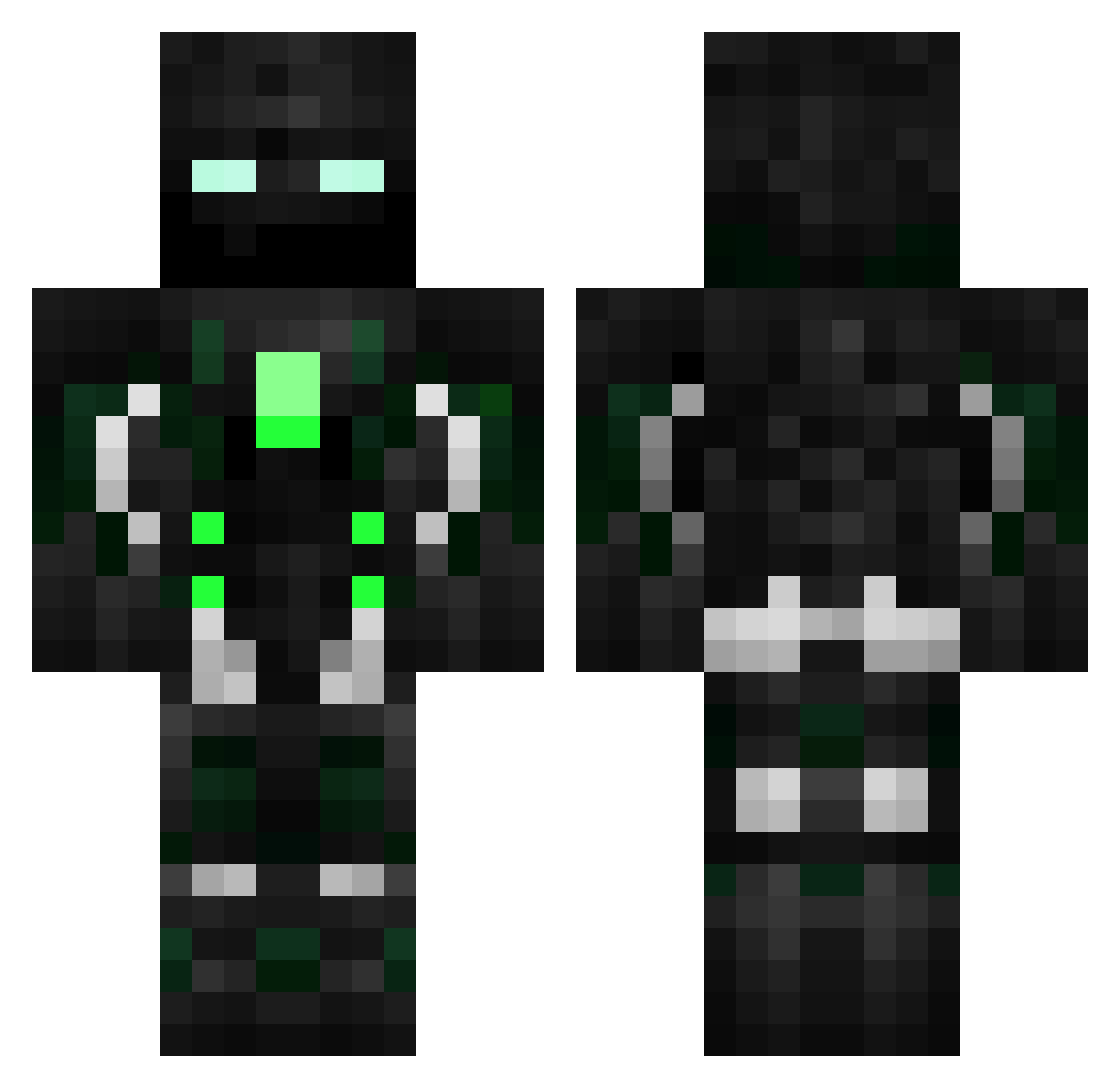 Surmountable Minecraft skin, front and back view