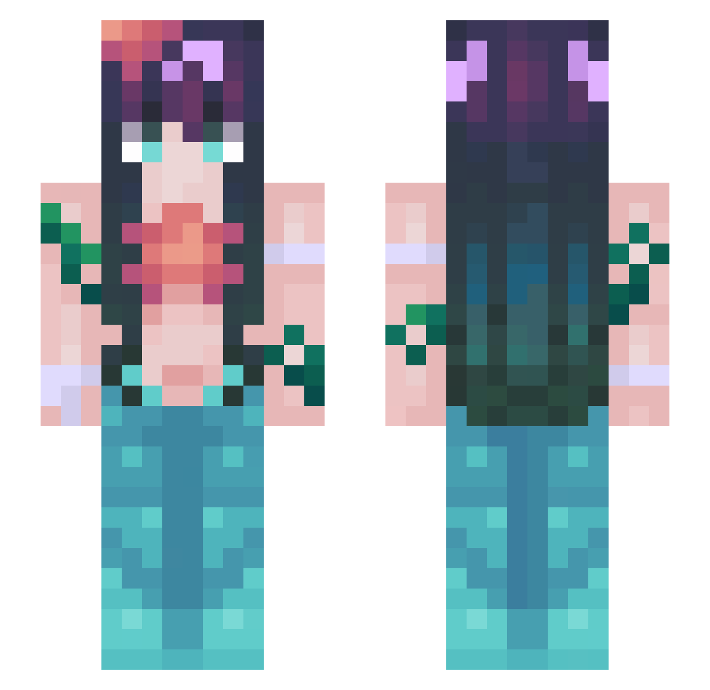 kiki_spook Minecraft skin, front and back view