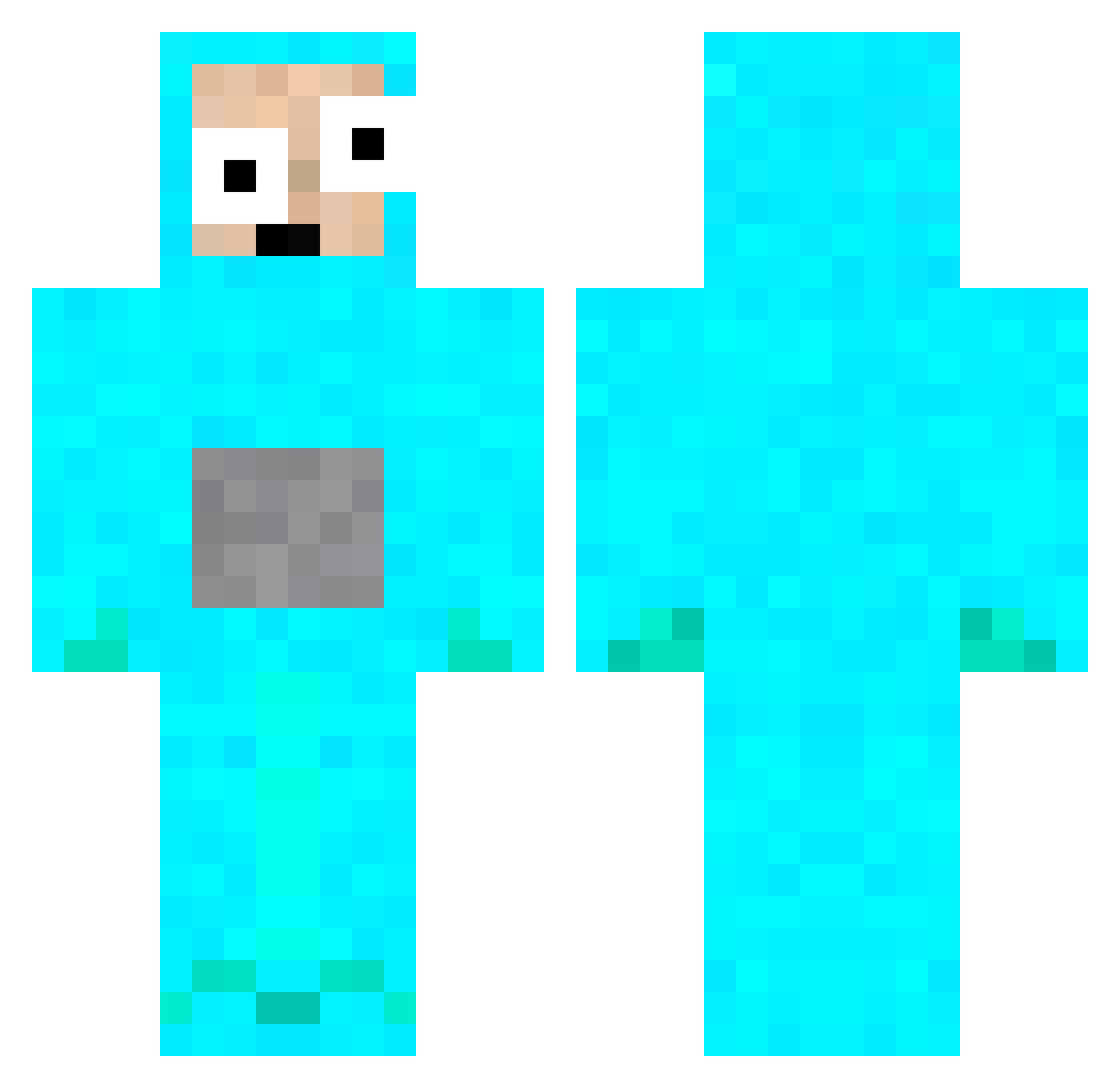 Excav Minecraft skin, front and back view