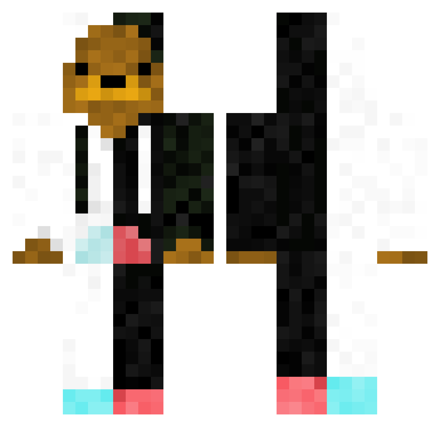 WixzDeBeer Minecraft skin, front and back view