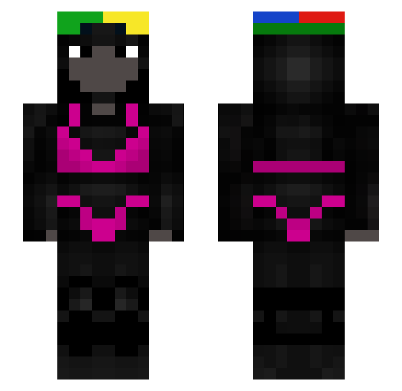 Ragbeertje Minecraft skin, front and back view