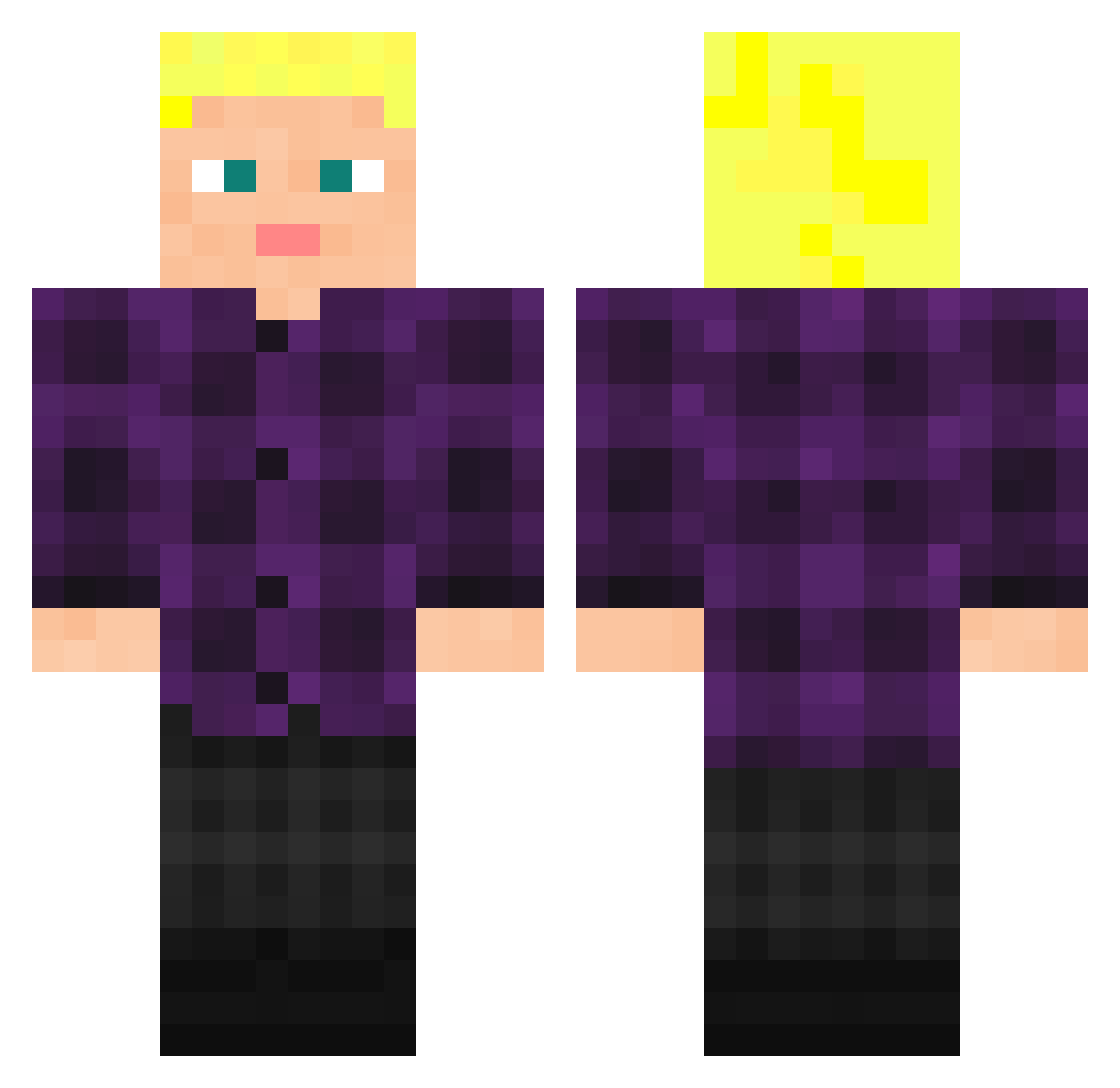 PuulMC Minecraft skin, front and back view