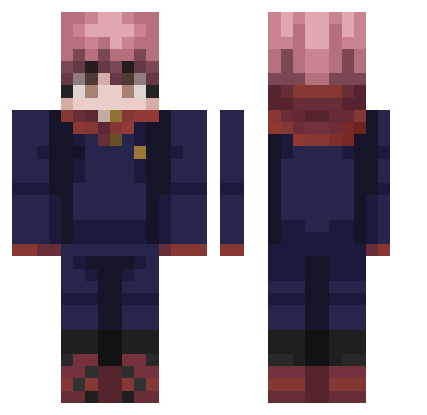 AkiraNoir Minecraft skin, front and back view