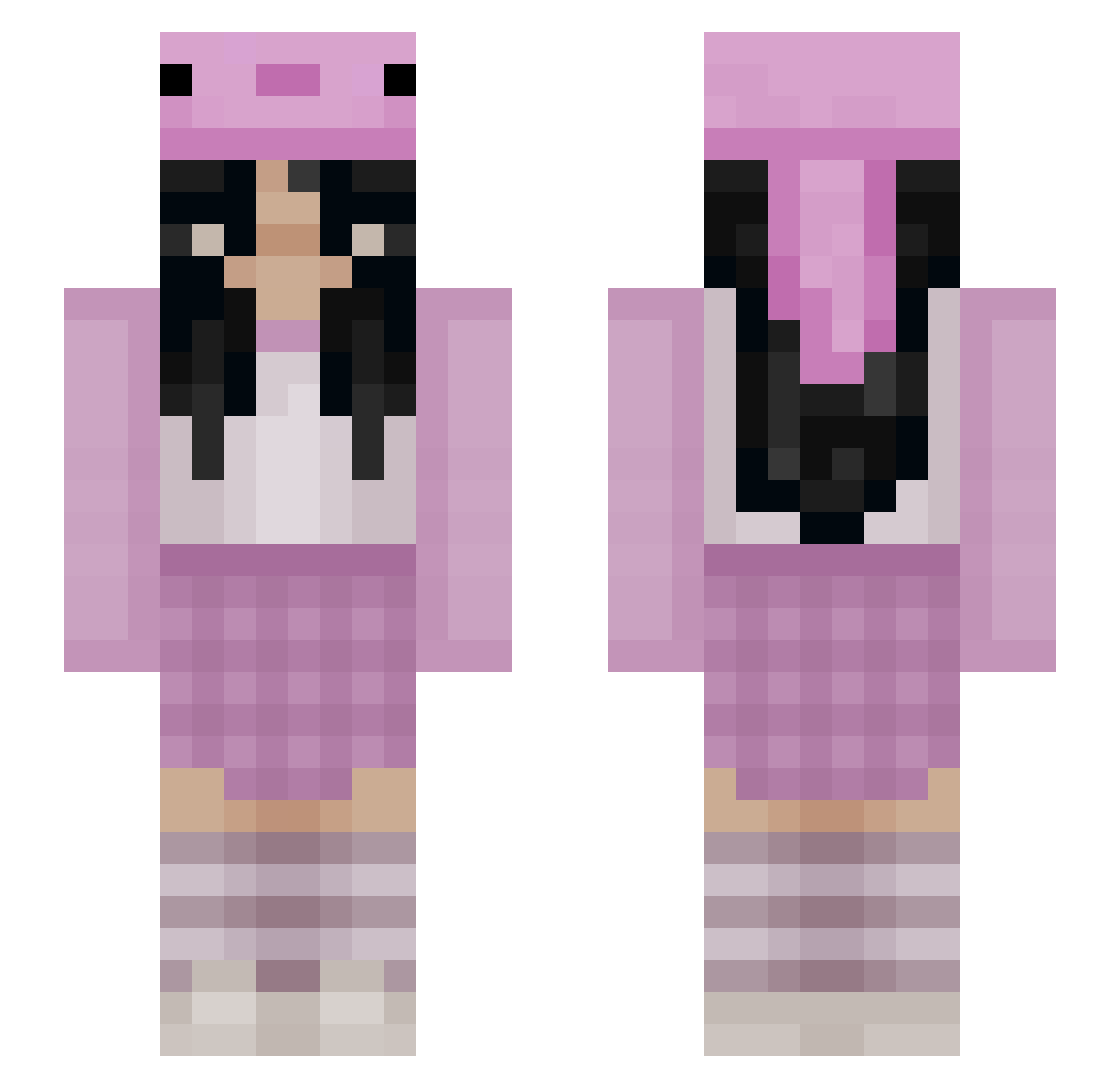 Sasholotl Minecraft skin, front and back view