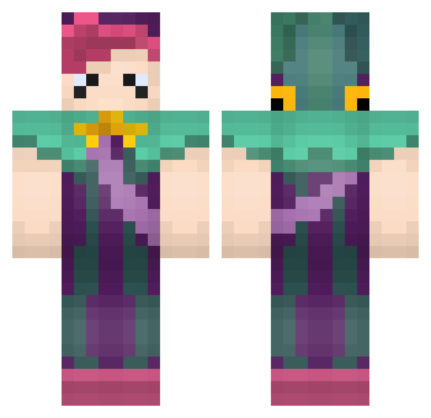 Kolnogorov Minecraft skin, front and back view
