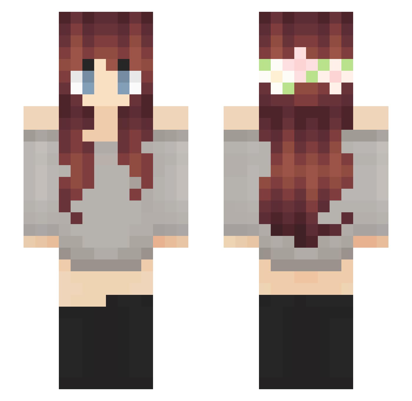 Elisabeth Minecraft skin, front and back view