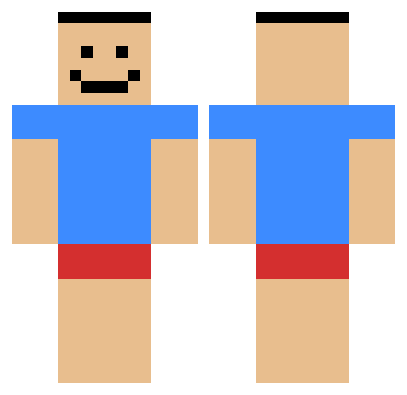 Rowan228 Minecraft skin, front and back view