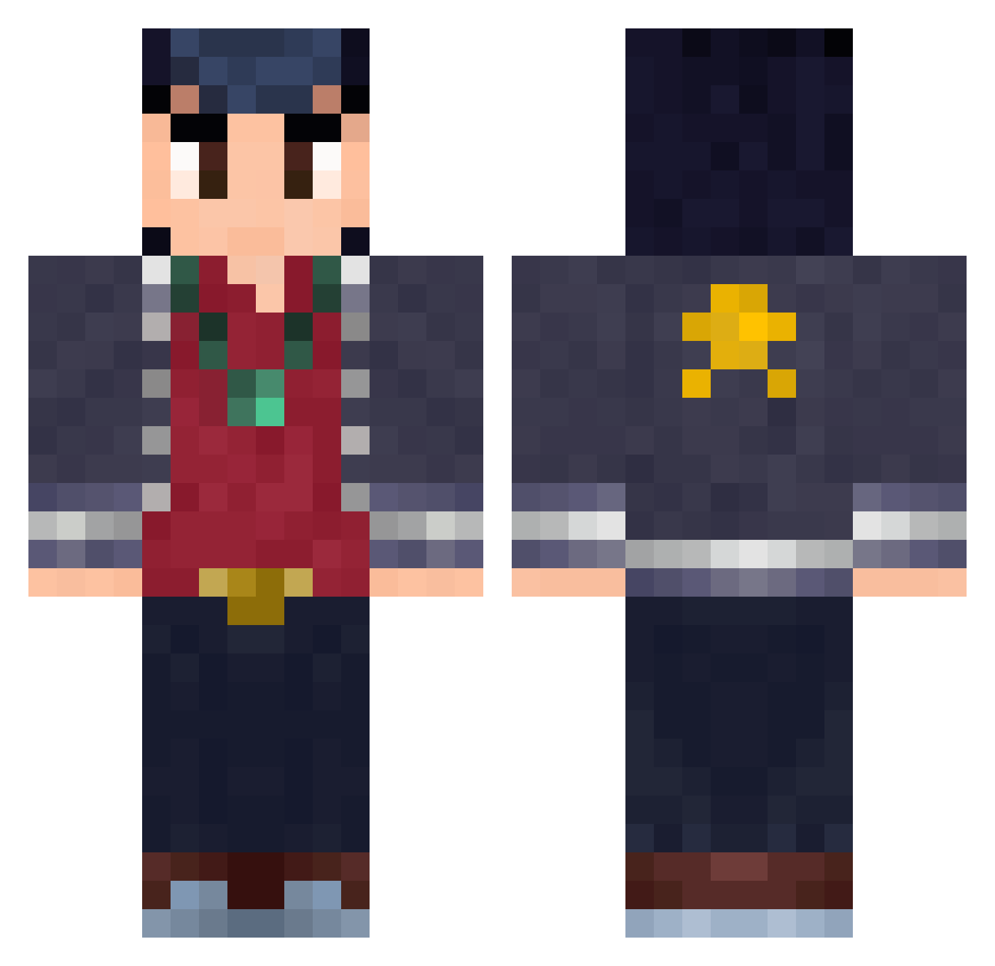 Podzemi Minecraft skin, front and back view
