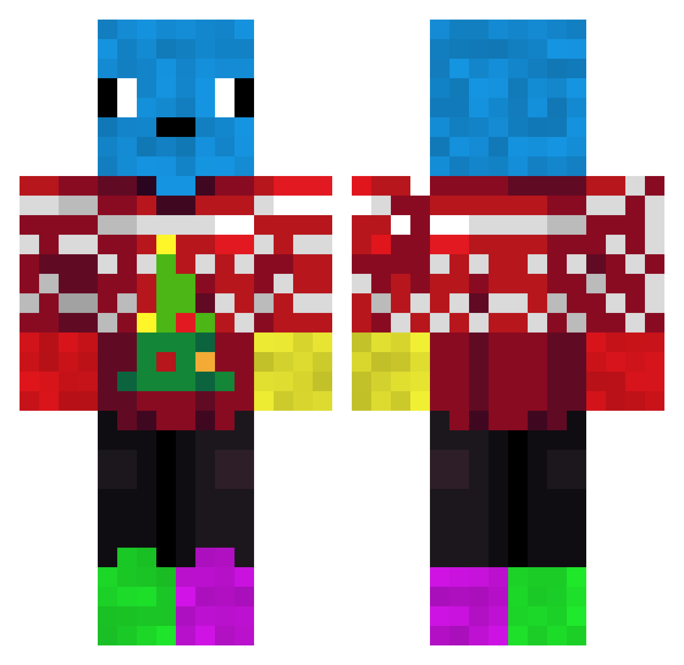 xdKeetZ Minecraft skin, front and back view