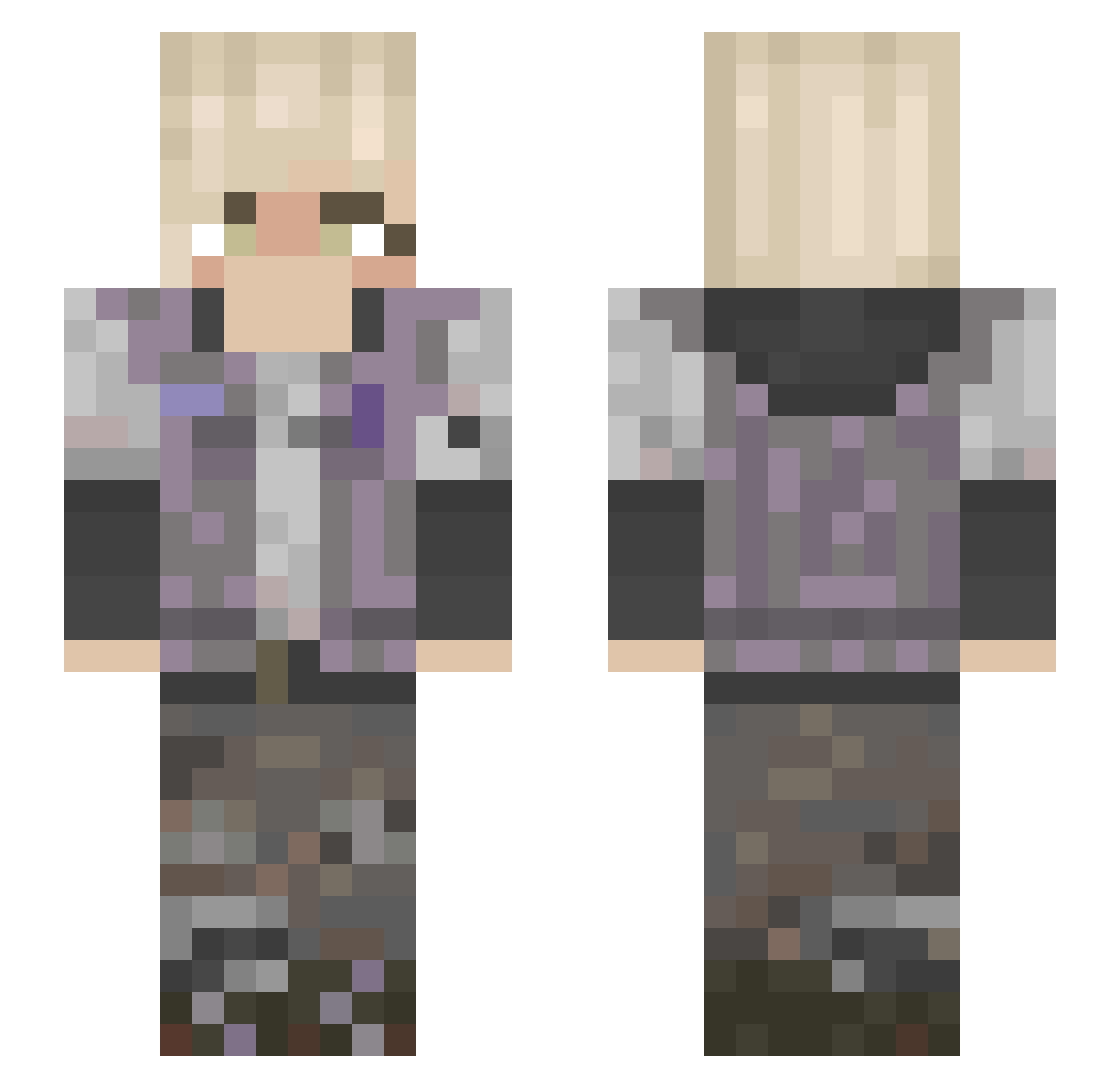 violetCRR Minecraft skin, front and back view