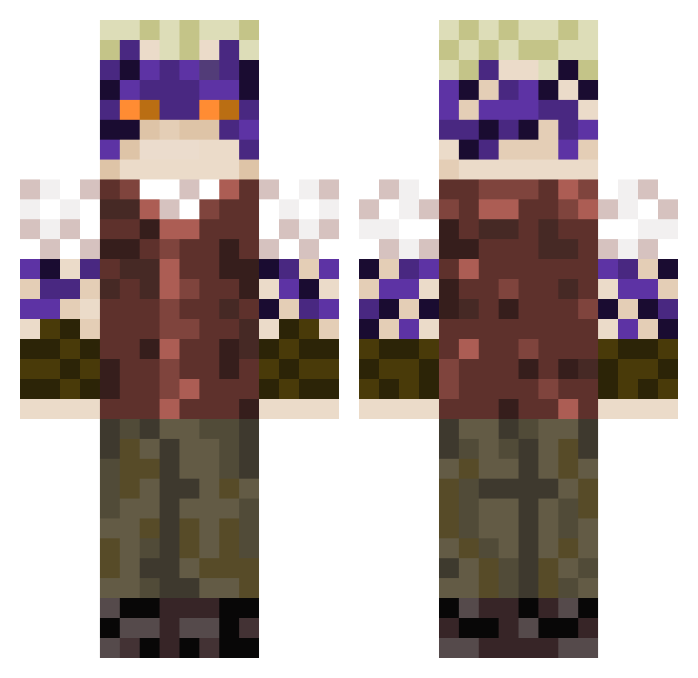 W0DZY Minecraft skin, front and back view