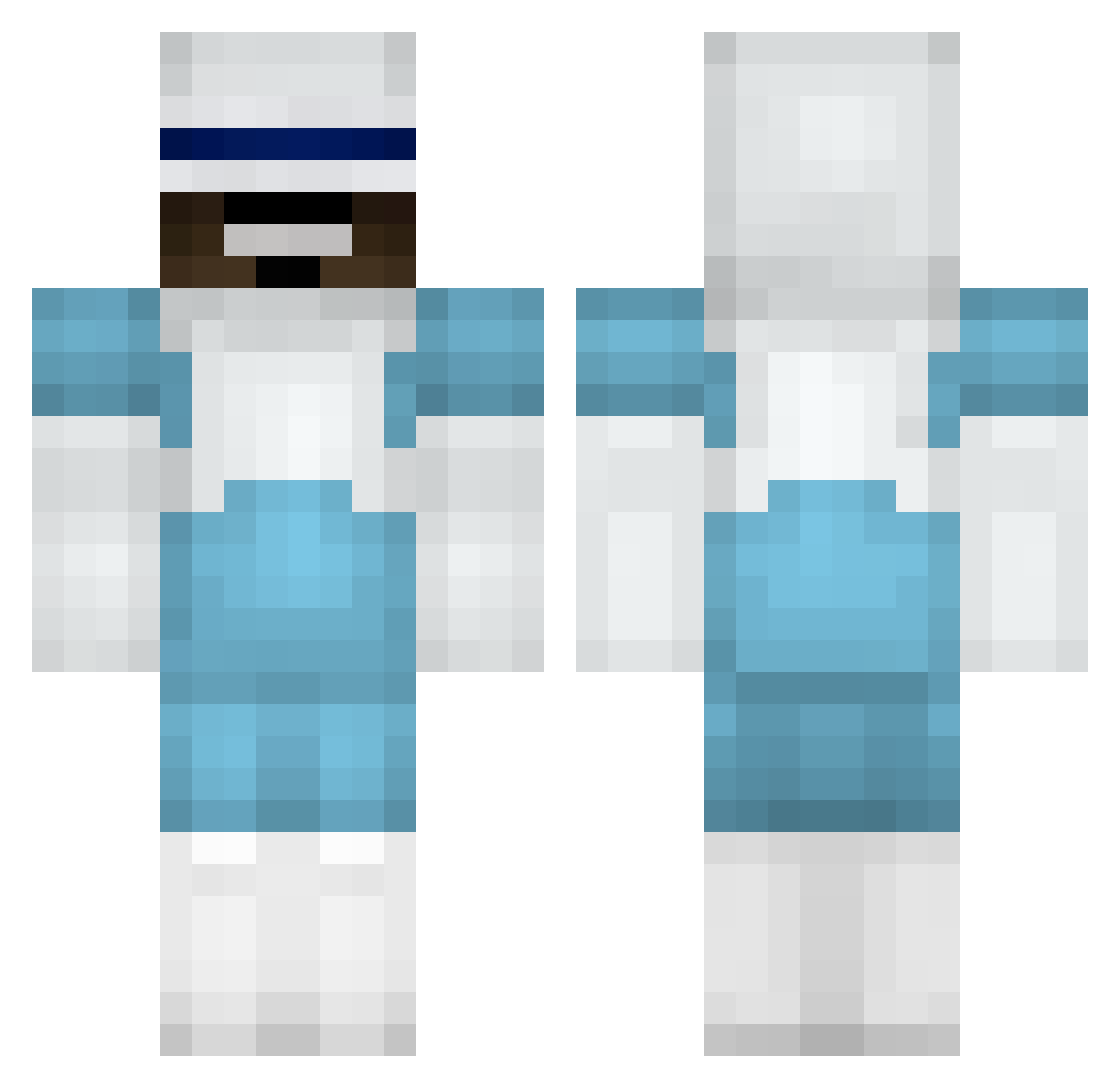 MADDgator Minecraft skin, front and back view