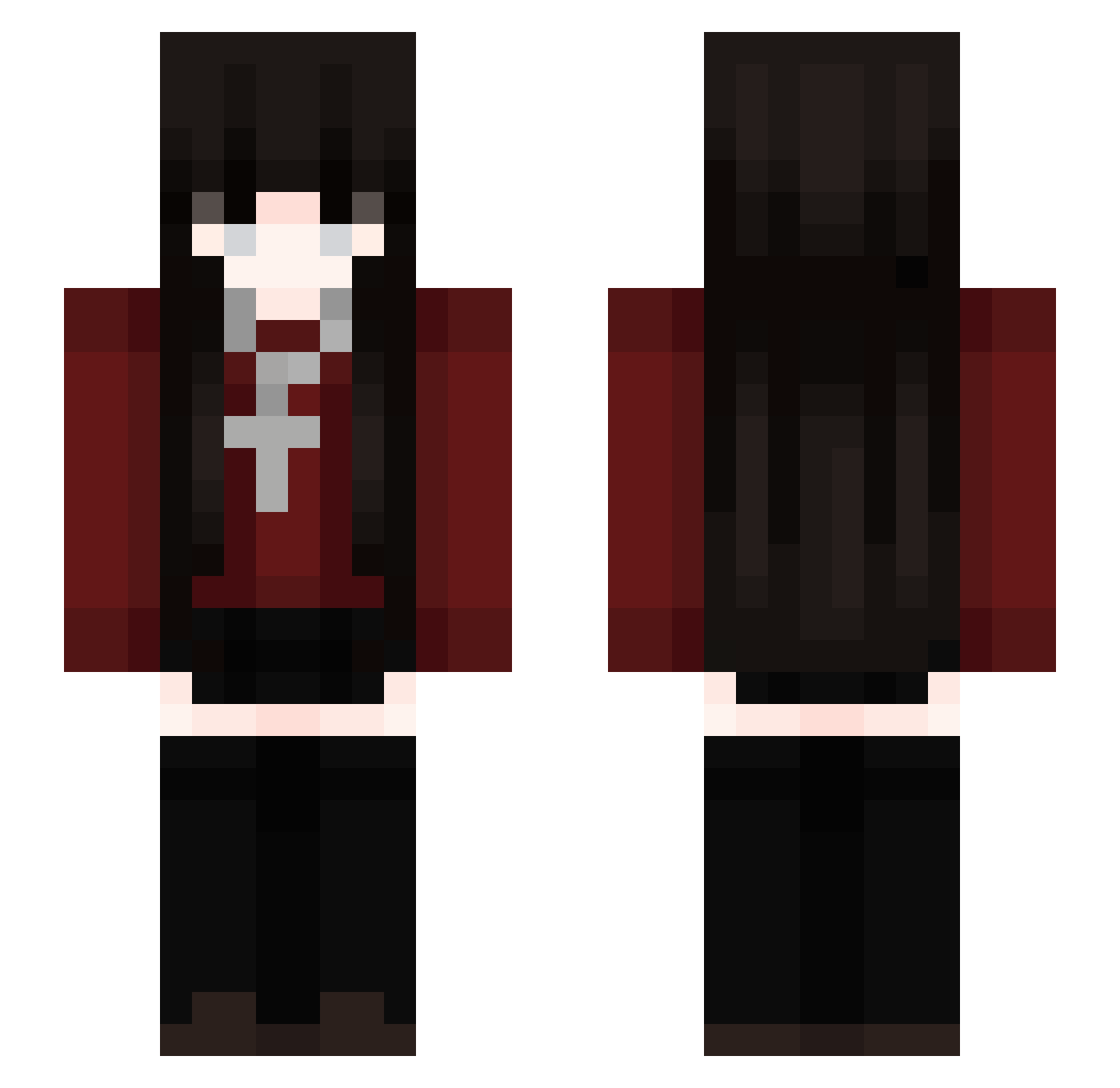 Sirouslynx Minecraft skin, front and back view