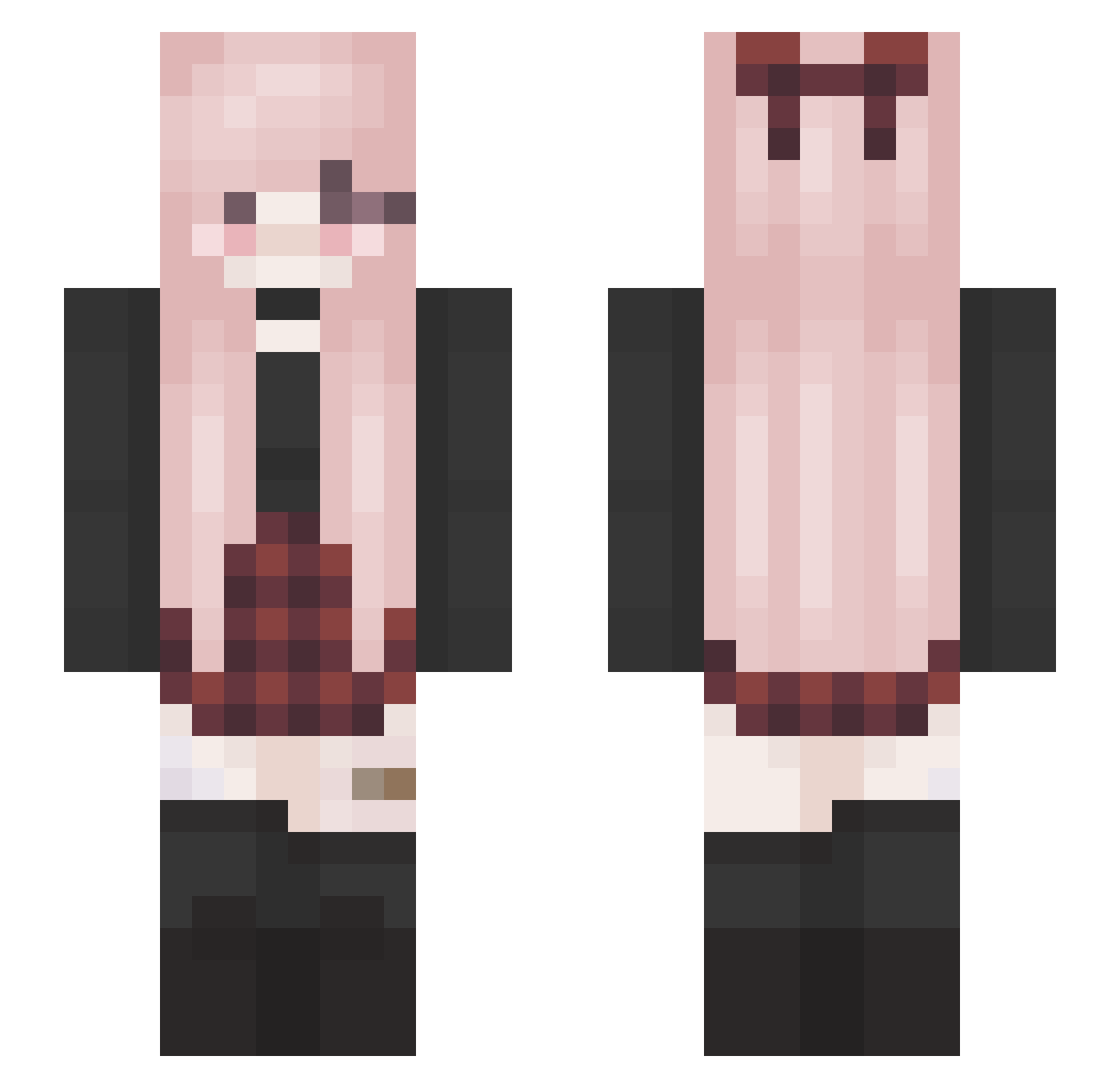 IPlayForHer Minecraft skin, front and back view