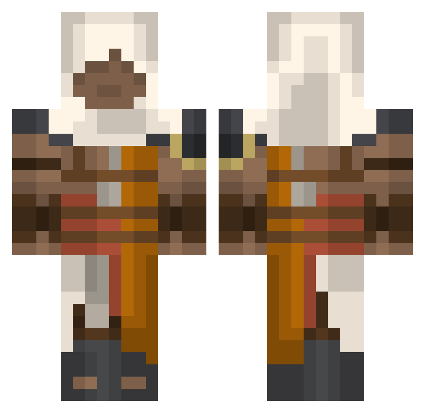 Formamide Minecraft skin, front and back view
