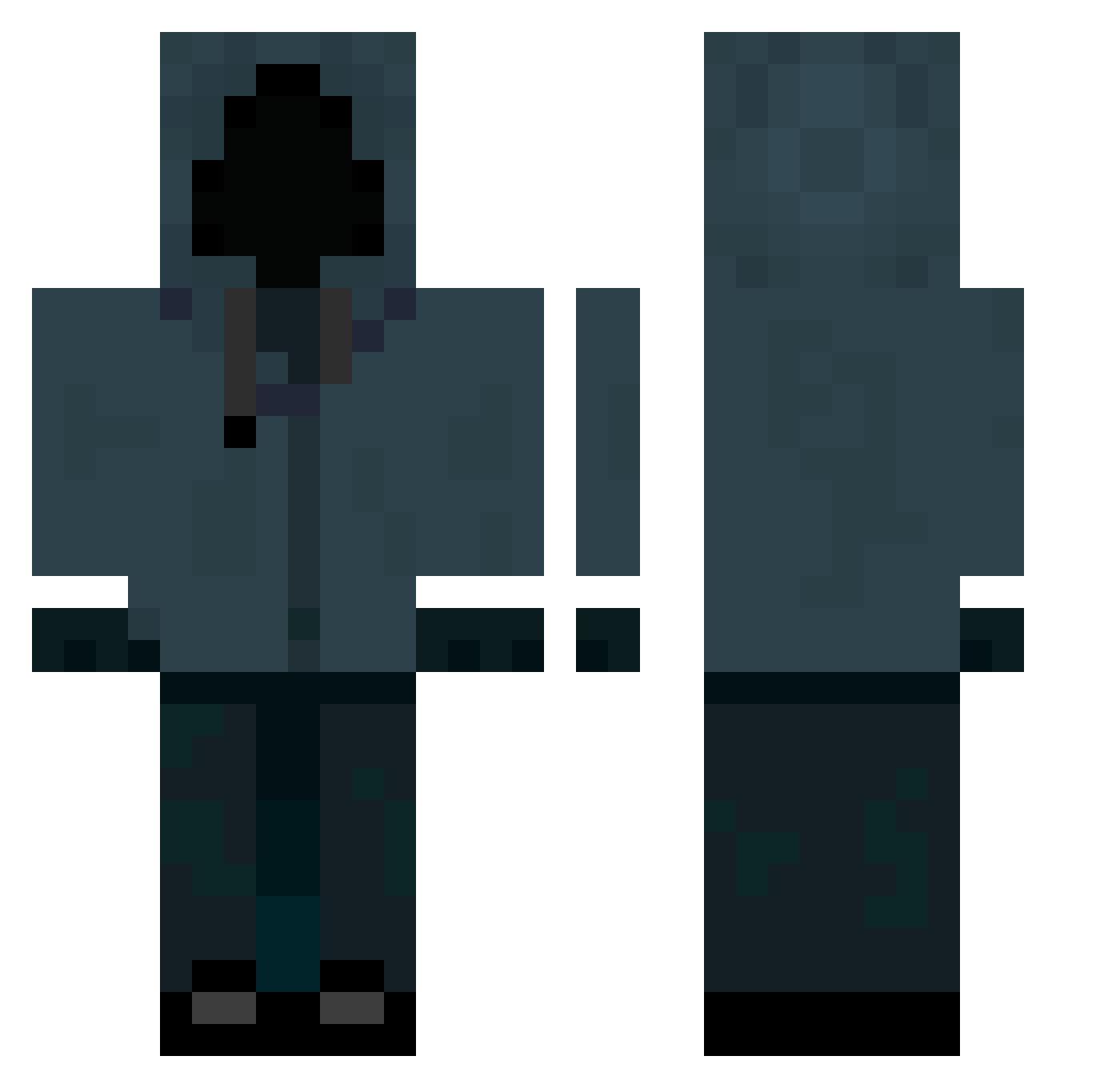 TheBlaacK Minecraft skin, front and back view